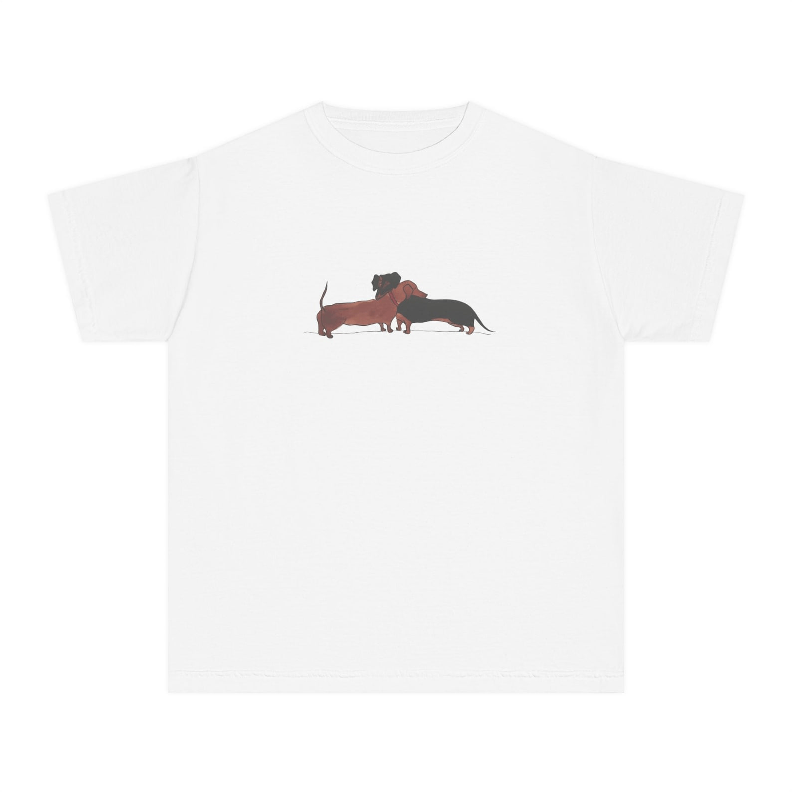 Other Hugging Dachshunds Fitted Tee | Cute Sausage Dog Lover Shirt Size S / US 4 / IT 40 - 2 Thumbnail