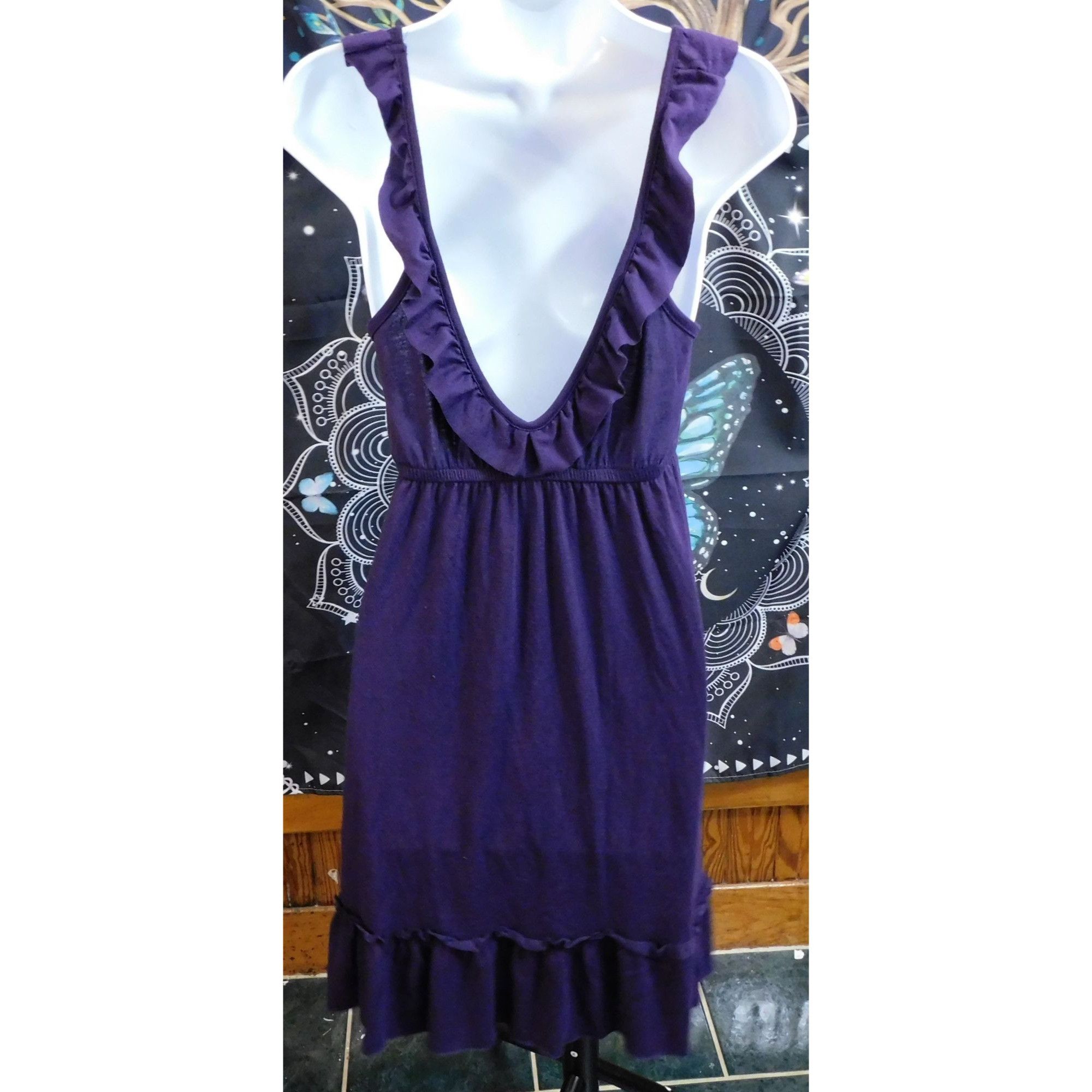 Other Cover Me Purple Ruffled Sleeveless Mini Dress Size S / US 4 / IT 40 - 2 Thumbnail