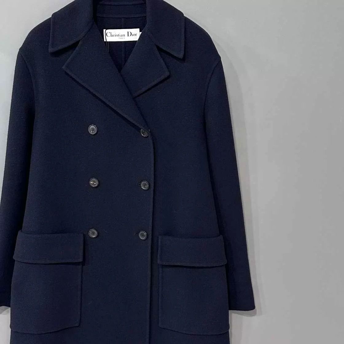 Dior Dior Navy Blue Double-Breasted Cashmere Overcoat 38 Size S / US 4 / IT 40 - 2 Thumbnail