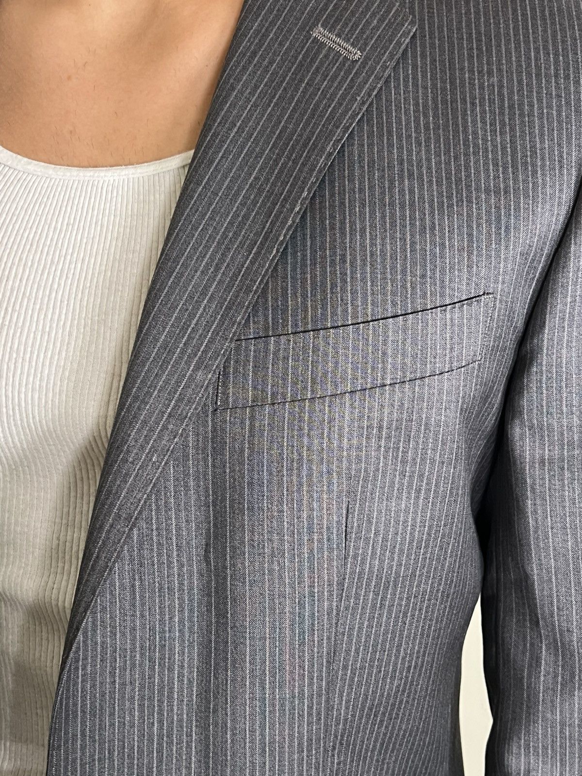 Ermenegildo Zegna Grey Striped Vintage Ermenegildo Zegna Blazer Size 38R - 5 Thumbnail