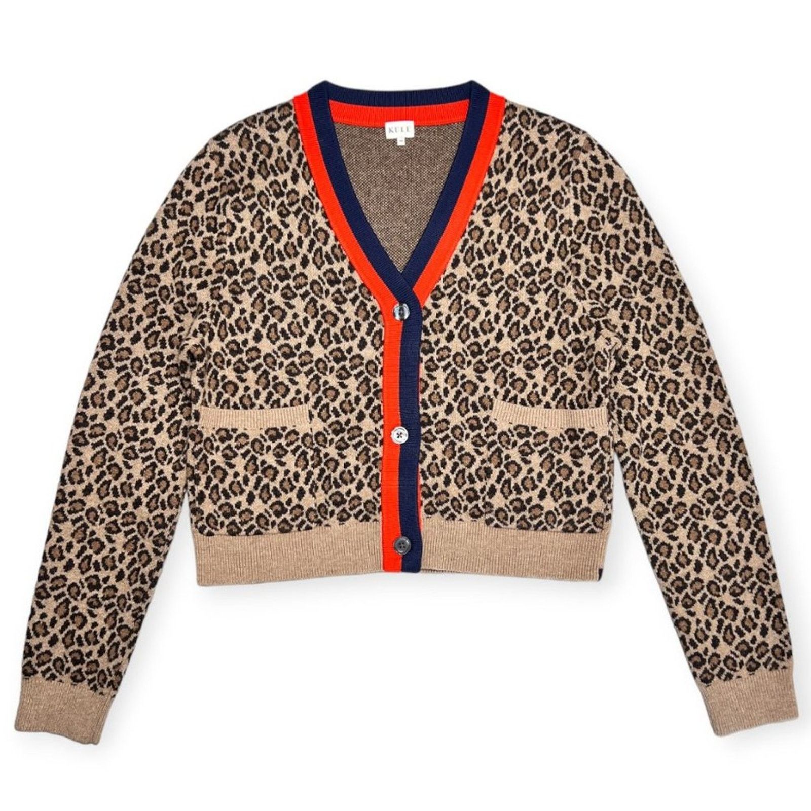 KULE KULE Milo Leopard Cardigan Sweater XS Cashmere Designer Size XS / US 0-2 / IT 36-38 - 1 Thumbnail