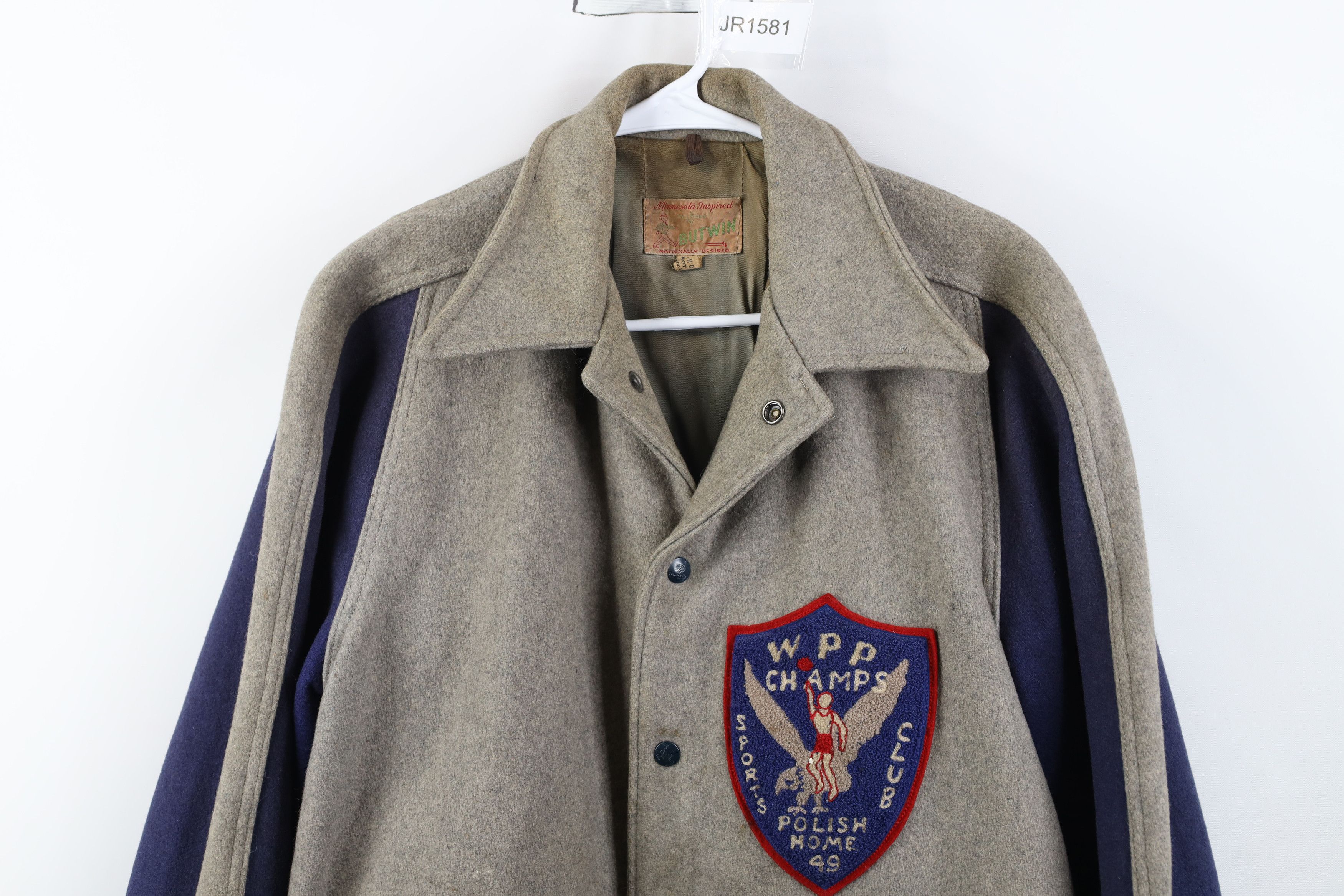 Vintage Vintage 40s 1949 Poland Basketball Champions Varsity Jacket Size US L / EU 52-54 / 3 - 2 Thumbnail