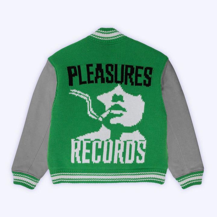 Pleasures Smoke Knitted Varsity Jacket