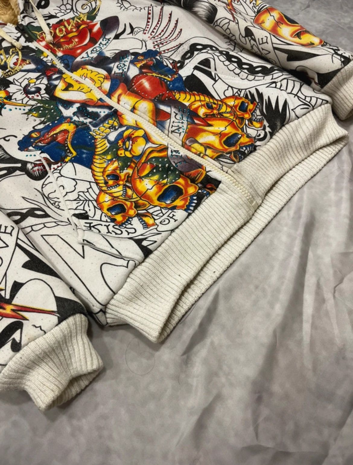 Vintage Really Point Ed Hardy Style Vintage Y2K Fur Zip Hoodie Size US M / EU 48-50 / 2 - 3 Thumbnail