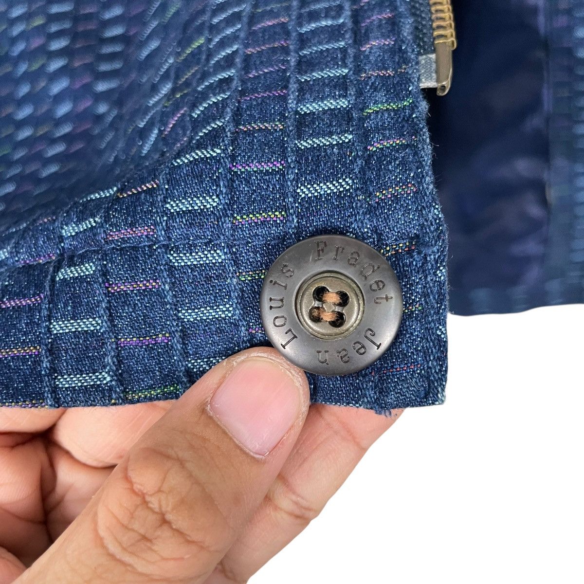 Other Nice Design Jean Louis Pradet Patterned Blue Denim Jacket Size US L / EU 52-54 / 3 - 15 Thumbnail