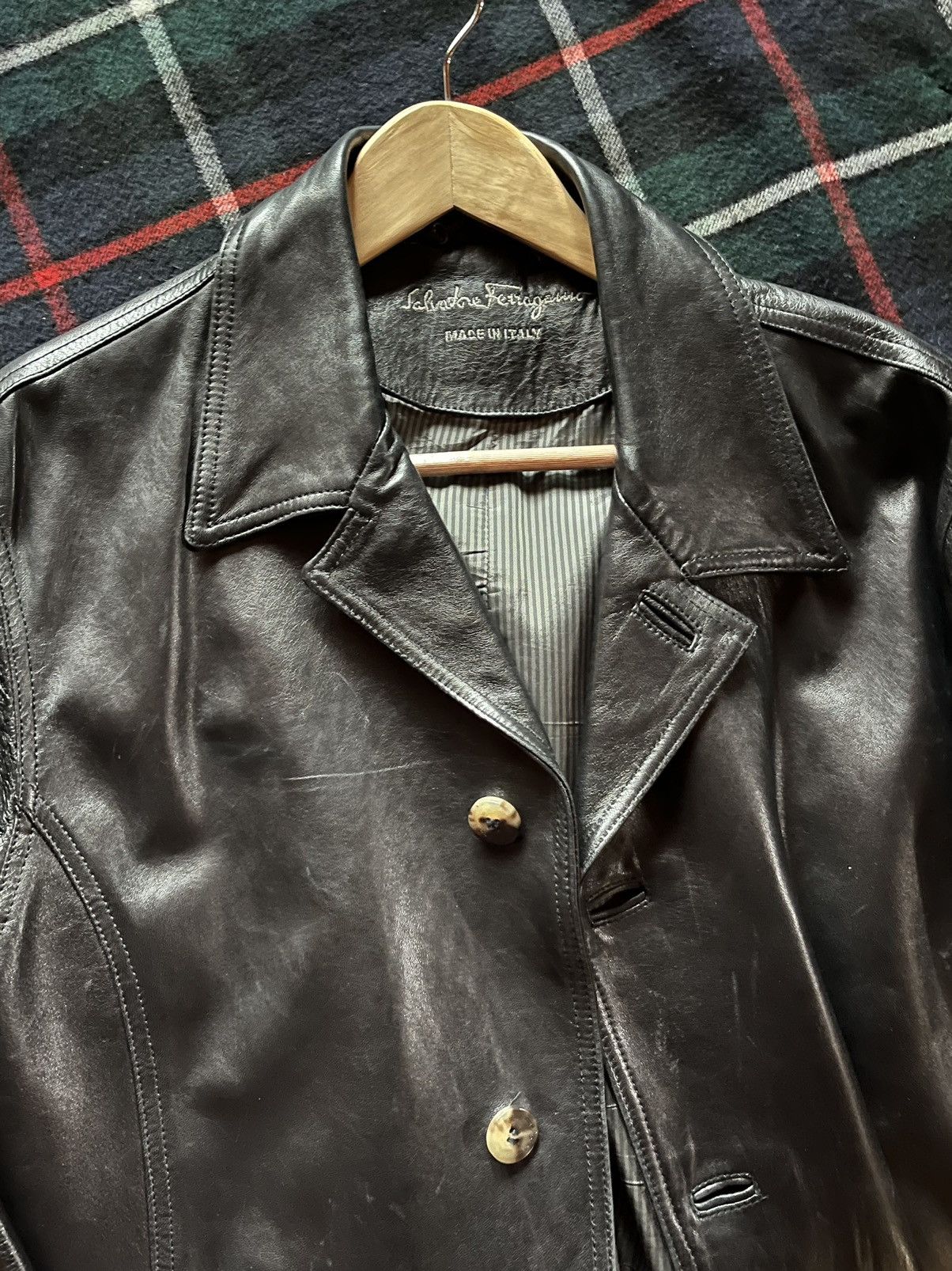Salvatore Ferragamo Salvatore Ferragamo black leather coat Size L / US 10 / IT 46 - 6 Thumbnail