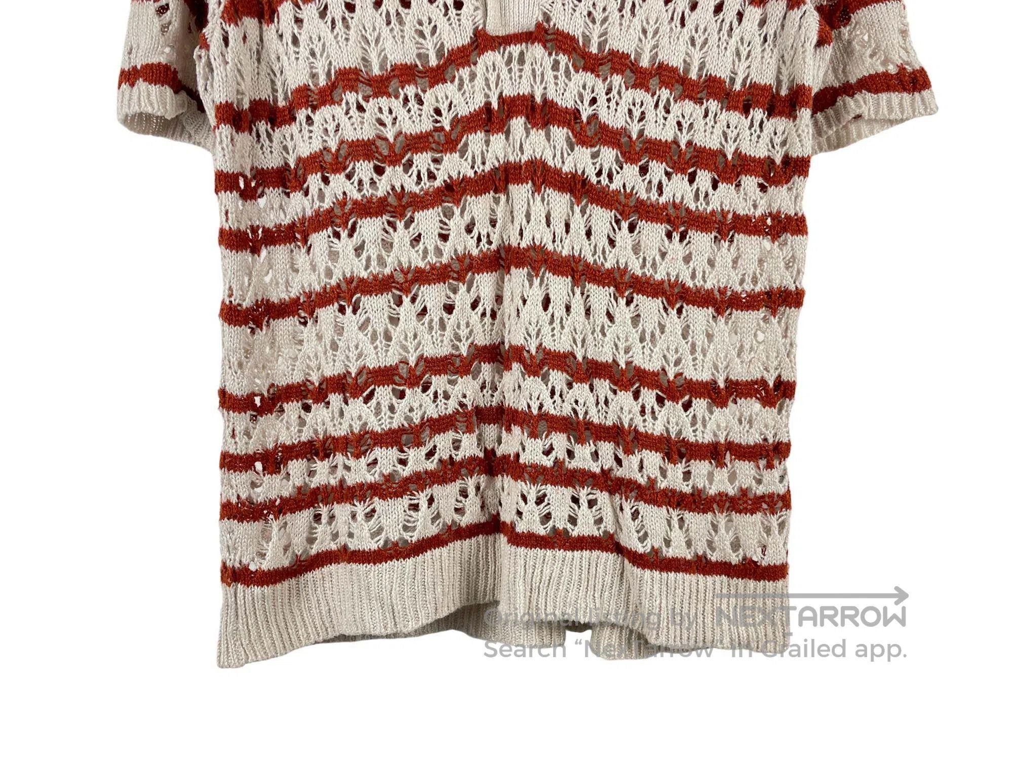 Our Legacy Our Legacy V-neck Red and White Striped Knit Short Sleeve Size US S / EU 44-46 / 1 - 4 Thumbnail