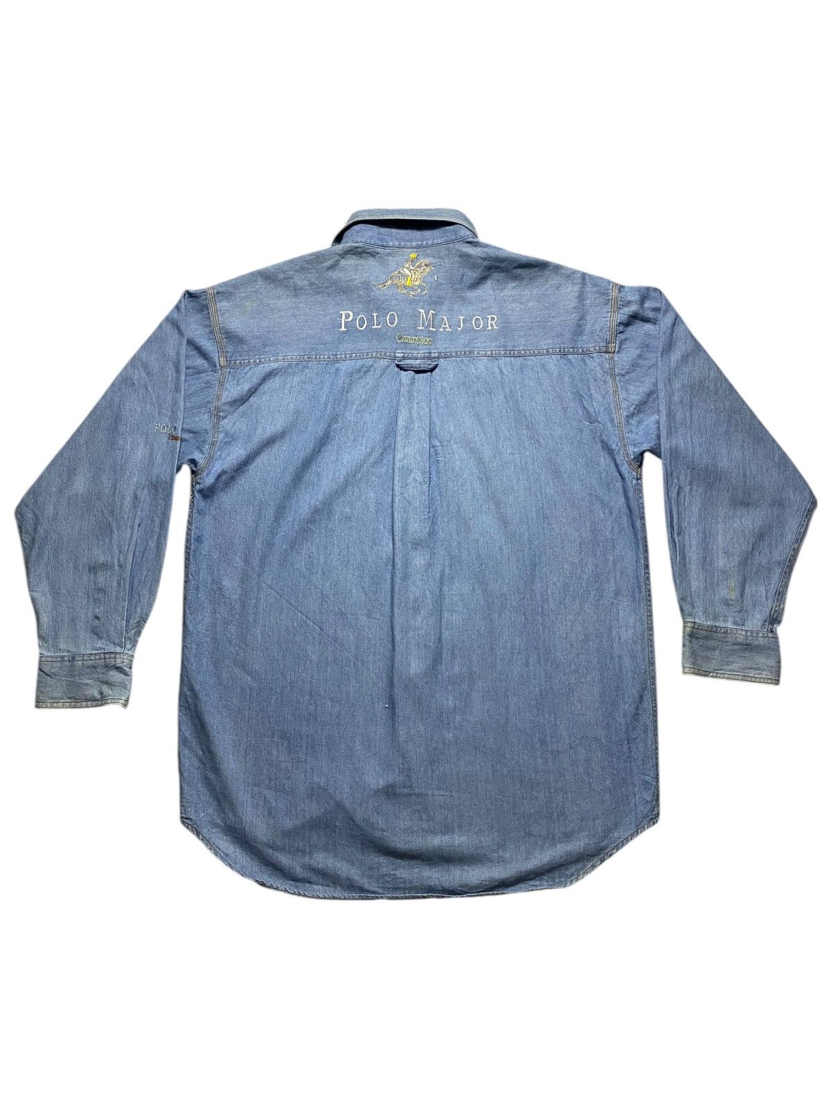 Polo Ralph Lauren Vintage Polo Major Champion Western Denim Light Blue Flannel Size US L / EU 52-54 / 3 - 2 Thumbnail