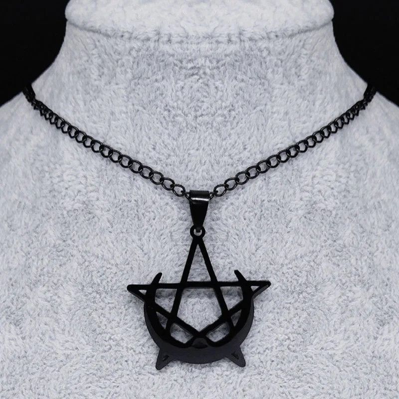Jewelry Gothic Moon Stainless Steel Pendant Necklace Size ONE SIZE - 1 Thumbnail