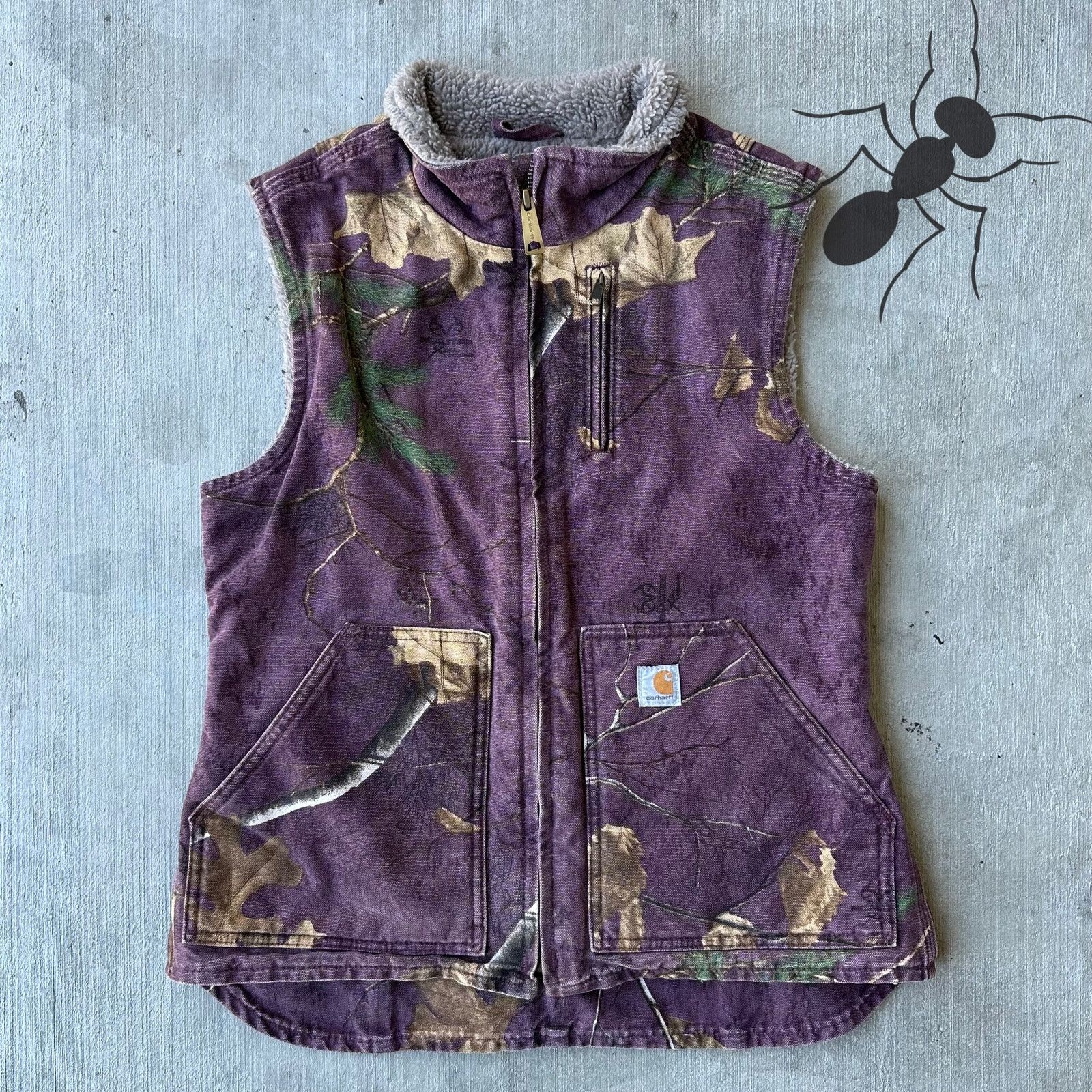 Vintage Y2K Carhartt purple camo work wear vest