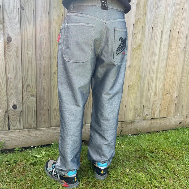 Designer 90s baggy silver 2pac hip hop Trousers Size US 32 / EU 48 - 6 Thumbnail