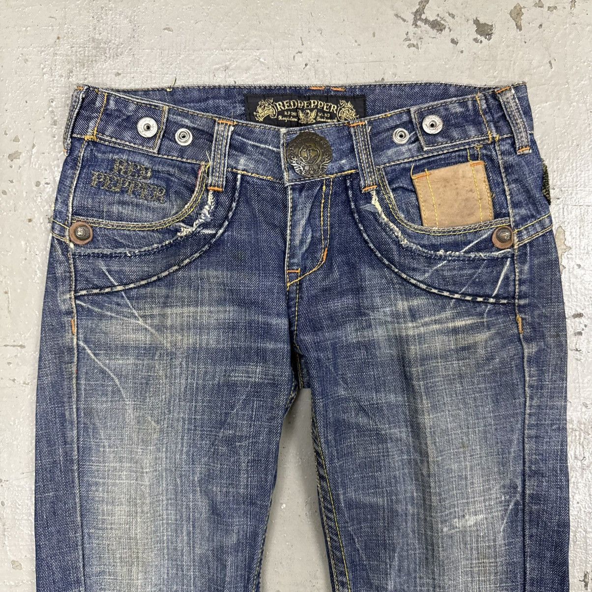 If Six Was Nine Embroidered Red Pepper MudWash Flare Jeans Pants Size US 30 / EU 46 - 3 Thumbnail
