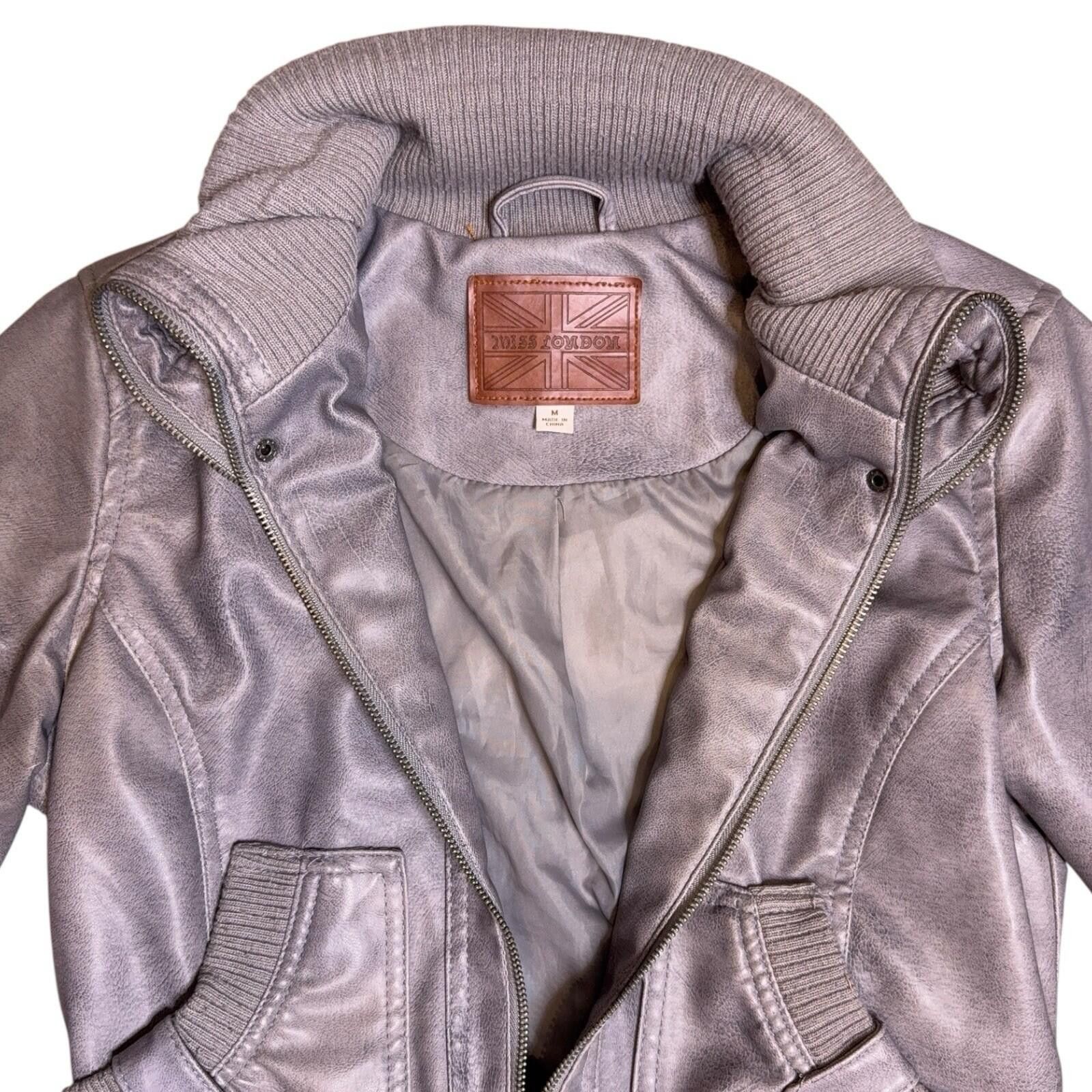 Other Miss London Moto Biker Jacket Cropped Faux Leather M Y2K Size M / US 6-8 / IT 42-44 - 3 Thumbnail