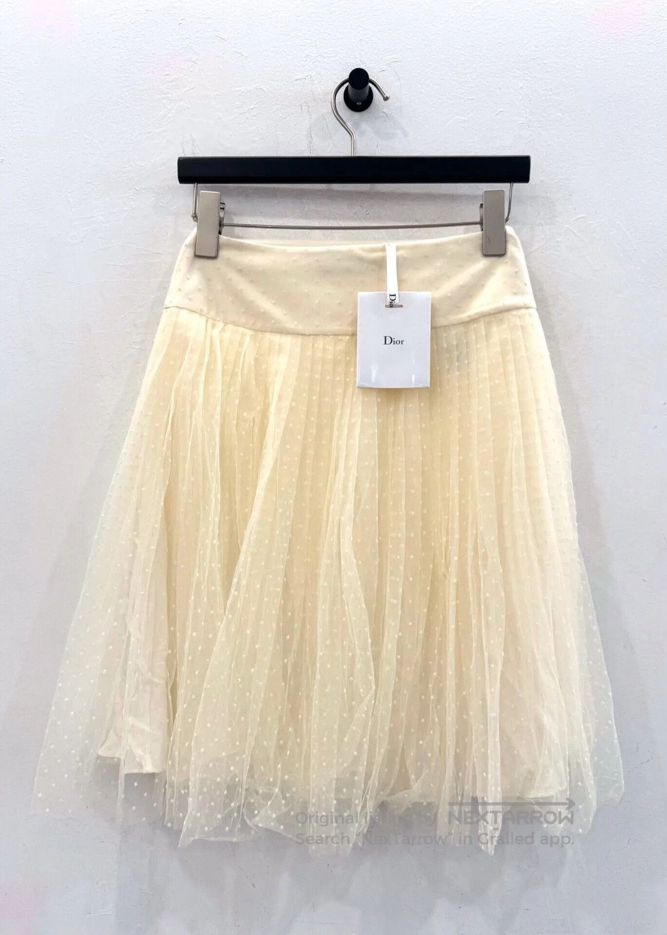 Dior Dior White Polka Dot Pleated Tulle Silk Mini Skirt. Size 33" - 3 Thumbnail