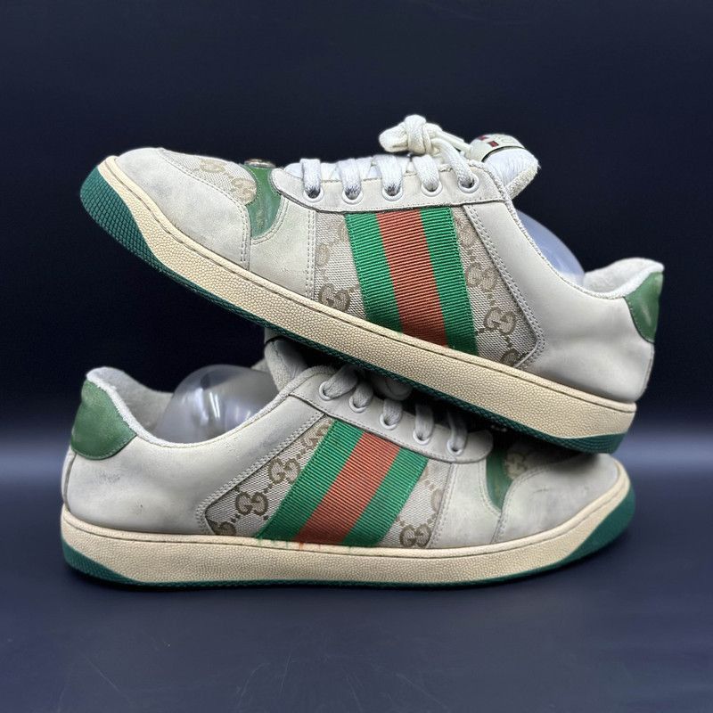 Gucci Gucci Screener Green Leather Sneakers for Men - Size US 8 / EU 41 - 7 Thumbnail
