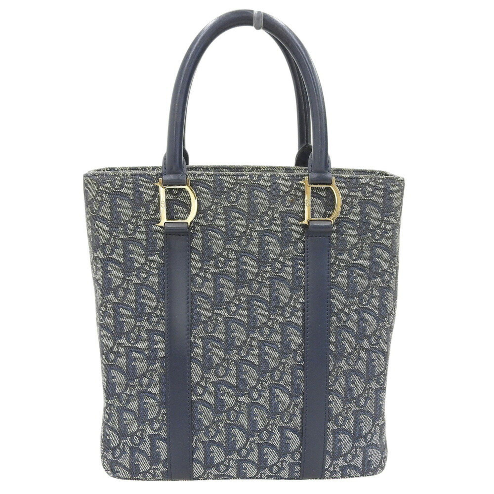 Dior Christian Dior Trotter Pattern Handbag BOBO111 Tote Bag Navy Size ONE SIZE - 1 Thumbnail