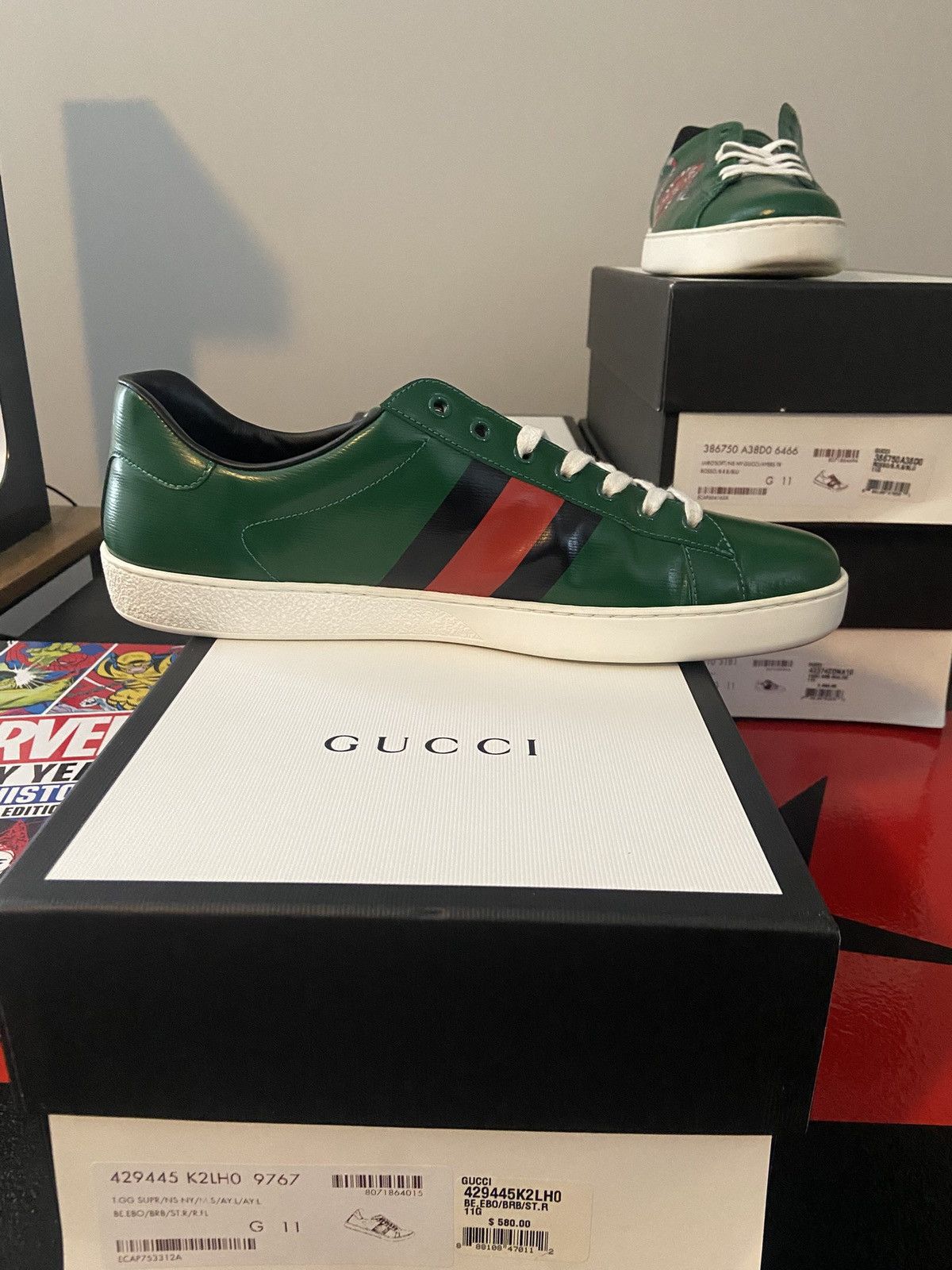 Gucci Gucci Ace Snake Web Stripe Sneakers Size US 12 / EU 45 - 4 Thumbnail