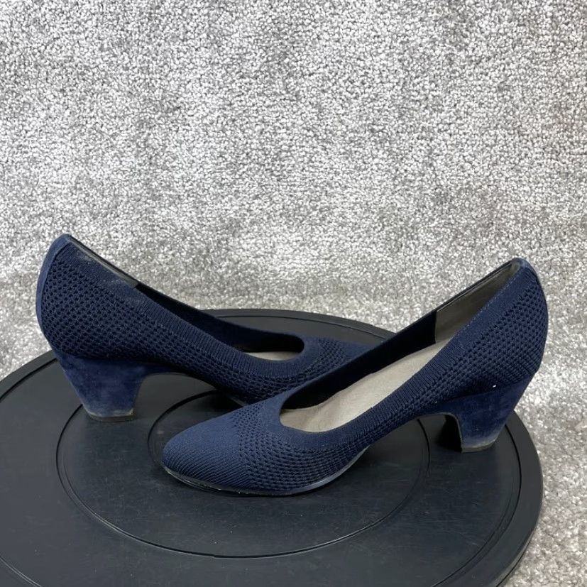 Eileen Fisher Eileen Fisher Kiss Pump Heels Womens Size 7.5 Navy Blue Cuban Stretch Size US 7.5 / IT 37.5 - 5 Thumbnail