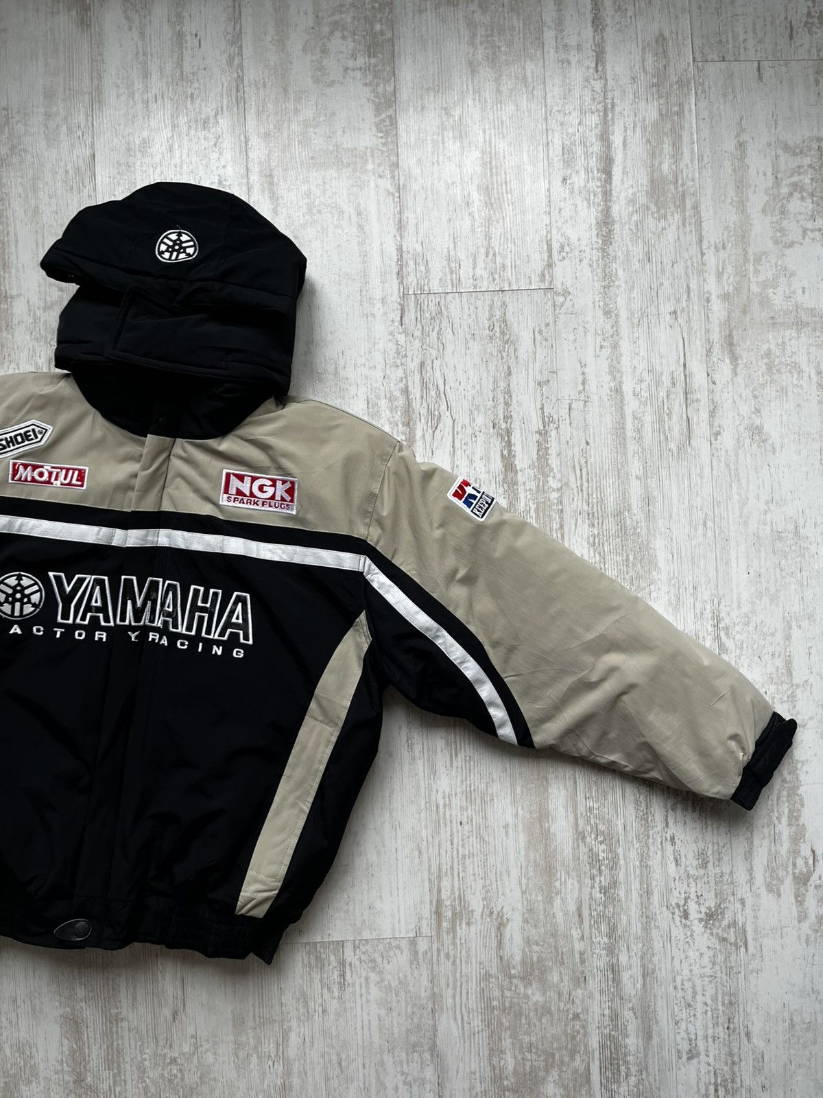 Yamaha Vintage Yamaha Racing Jacket MotoGP Style Beige Black 90s Size US XL / EU 56 / 4 - 3 Thumbnail