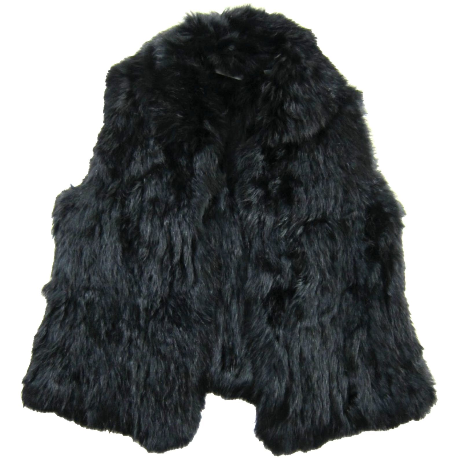 Vintage Bagatelle 100% Real Rabbit Fur Cozy Soft Black Collared Vest Women Size Large Size L / US 10 / IT 46 - 2 Thumbnail