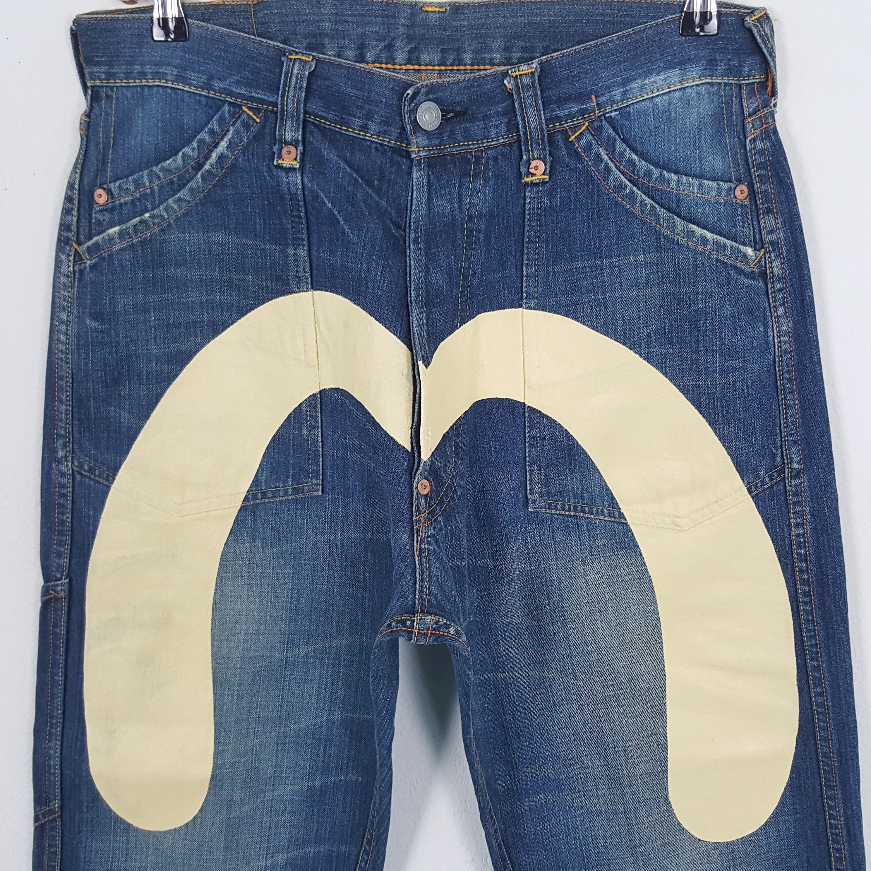Evisu × Japanese Brand × Vintage Vintage Evisu Japanese Brand Daicock Custom Art Denim Jeans Size US 31 - 2 Thumbnail