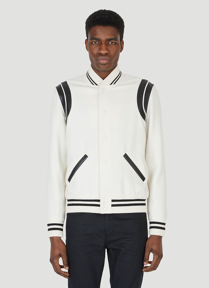Saint Laurent Paris o1tp1o1224 Teddy Jacket In Wool in White Size US M / EU 48-50 / 2 - 1 Thumbnail