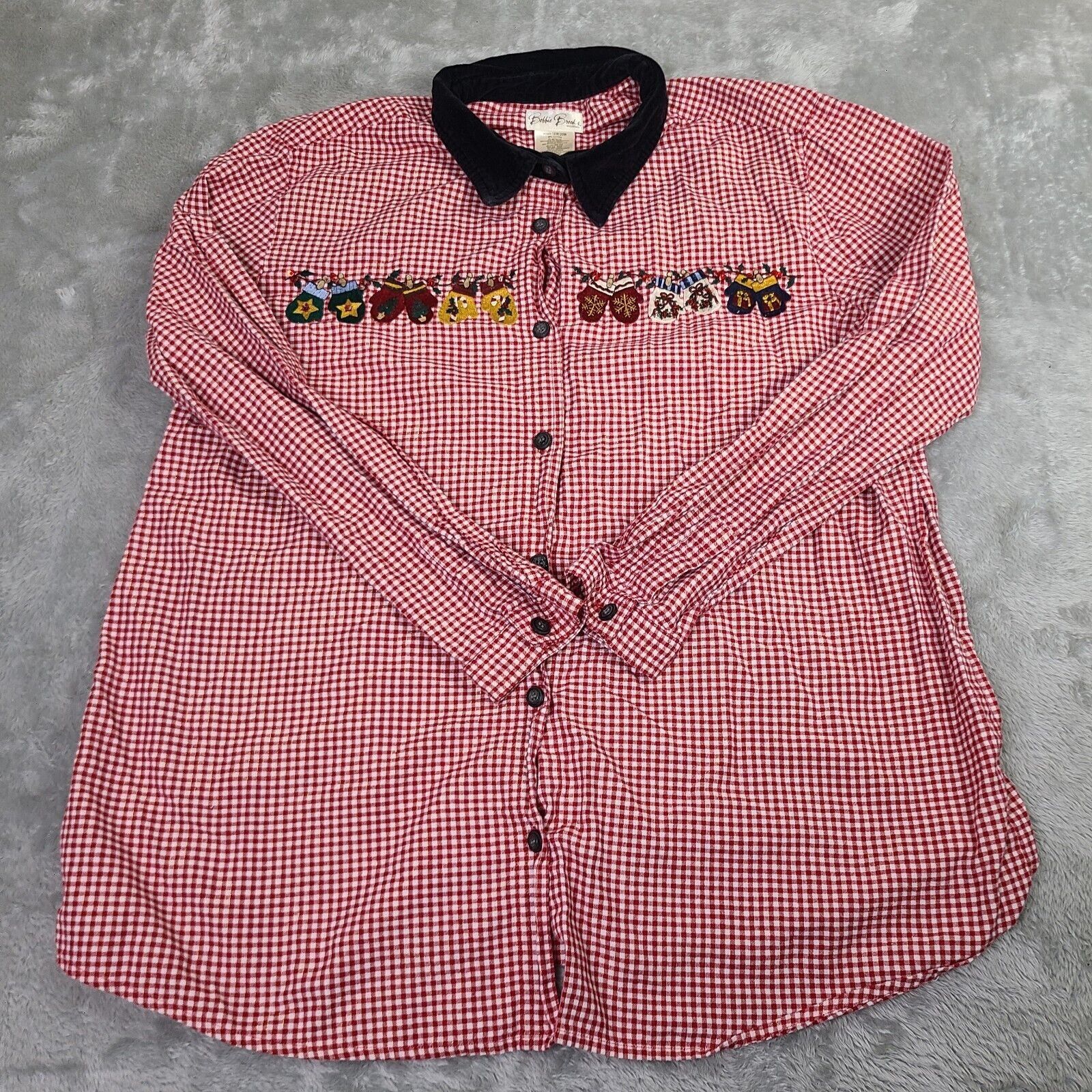 Vintage Bobbie Brooks Woman Red White Checked Christmas Mittens Butt Size XXL / US 16-18 / IT 52-54 - 1 Thumbnail