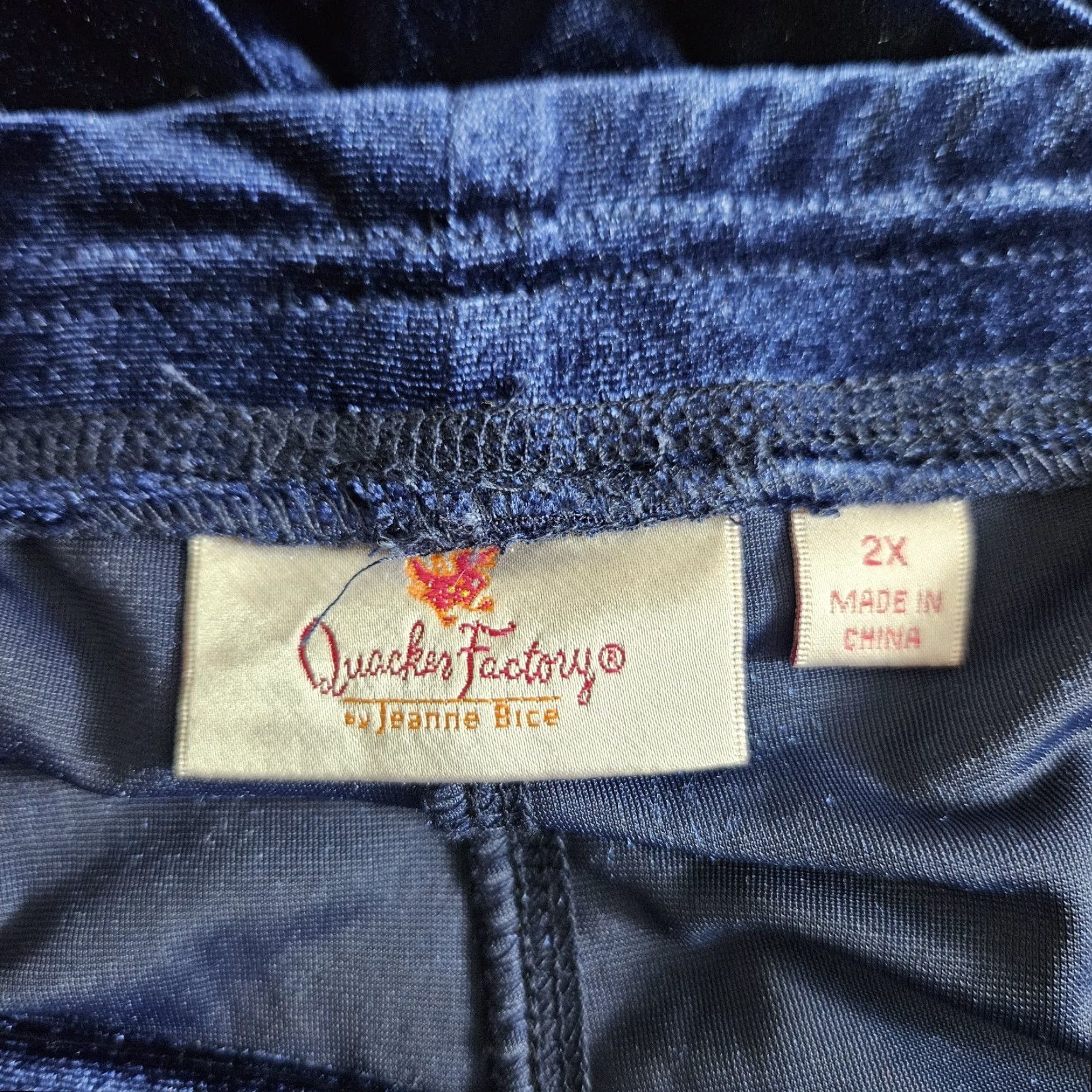 Quacker Factory Quacker Factory Womens Velvet Pants 2X Blue Pull On Pockets High Rise Size 40" / US 18 - 6 Thumbnail