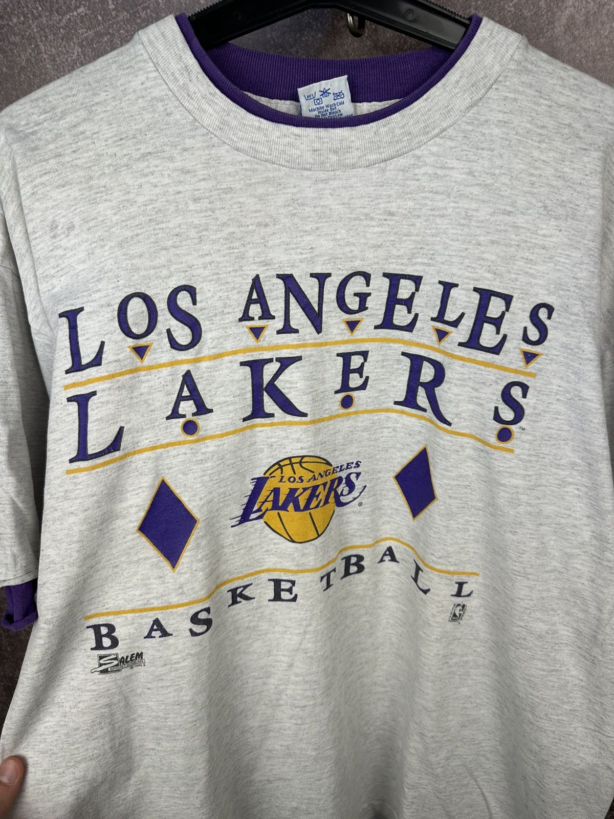 Salem Sportswear Vintage 90’s Lakers Los Angeles NBA T-Shirt Spalding RARE Size US XL / EU 56 / 4 - 3 Thumbnail