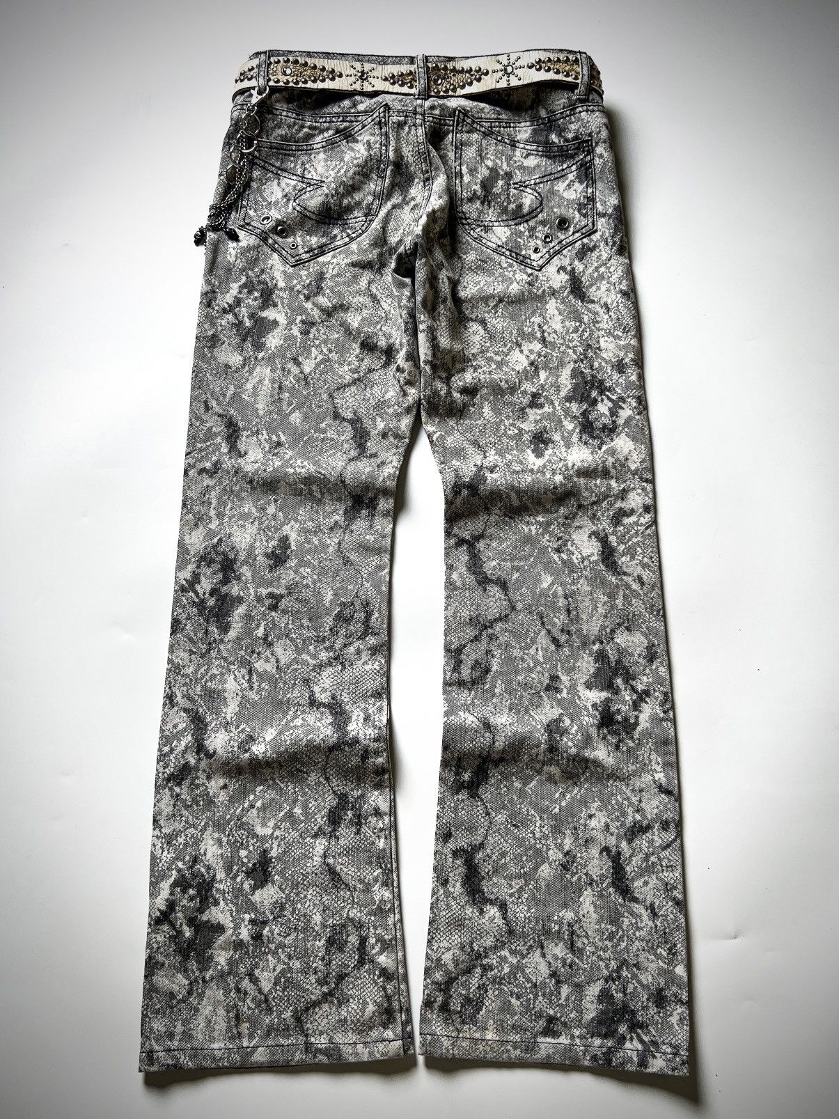 semanticdesign Semantic Design Snakeskin Print Bootcut Jeans Y2K J-Rock Size US 32 / EU 48 - 8 Thumbnail