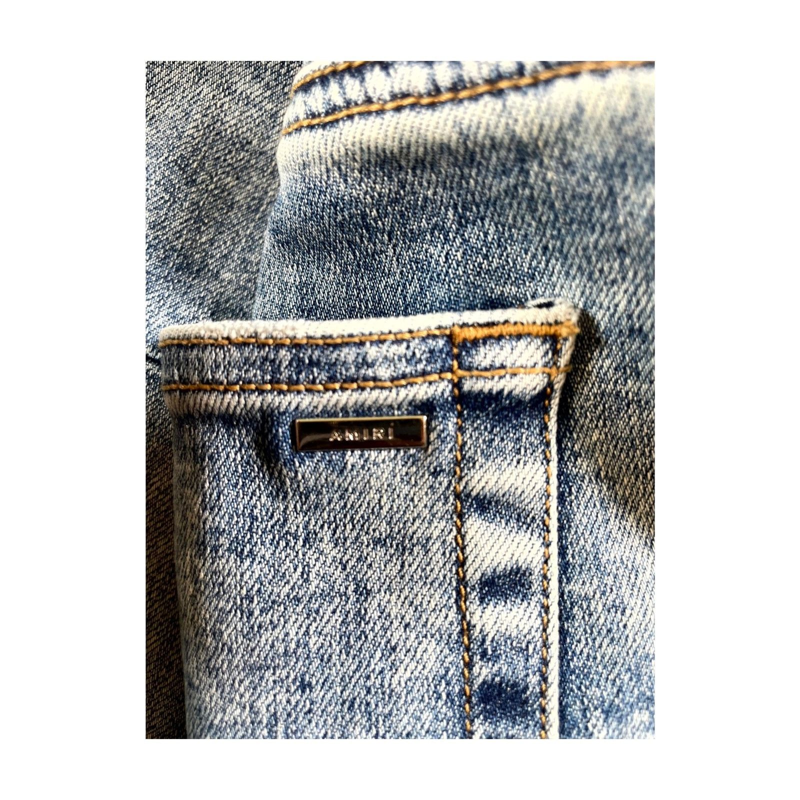 Amiri Amiri "Suede MA Logo" Light Wash Jeans Size US 38 / EU 54 - 5 Thumbnail