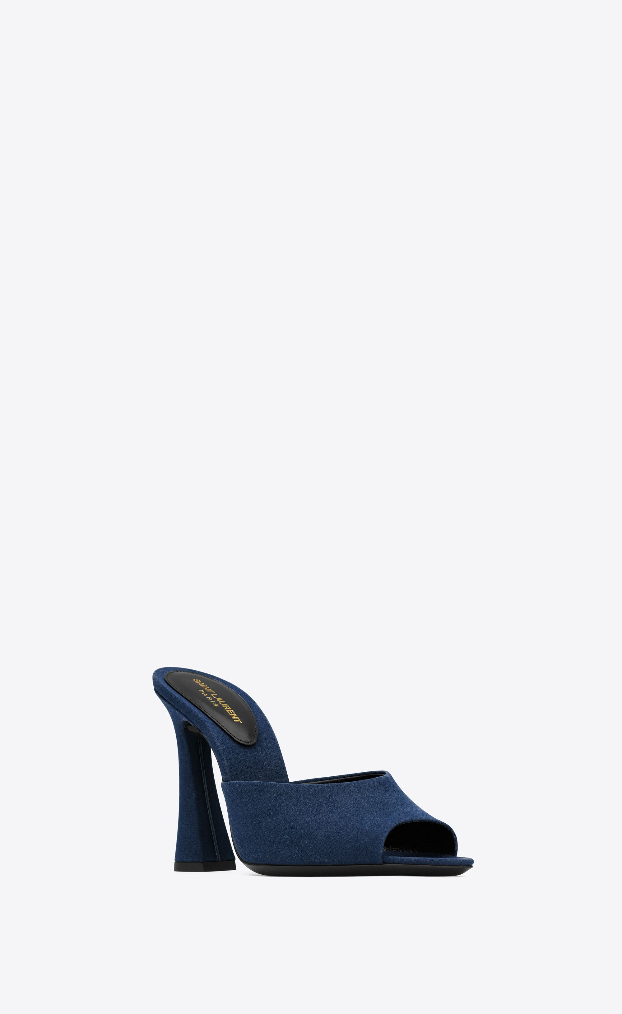 Saint Laurent Paris o1s1wg110225 766829 Suite Mules In Crepe De Chine Dark Blue Size US 7 / IT 37 - 3 Thumbnail