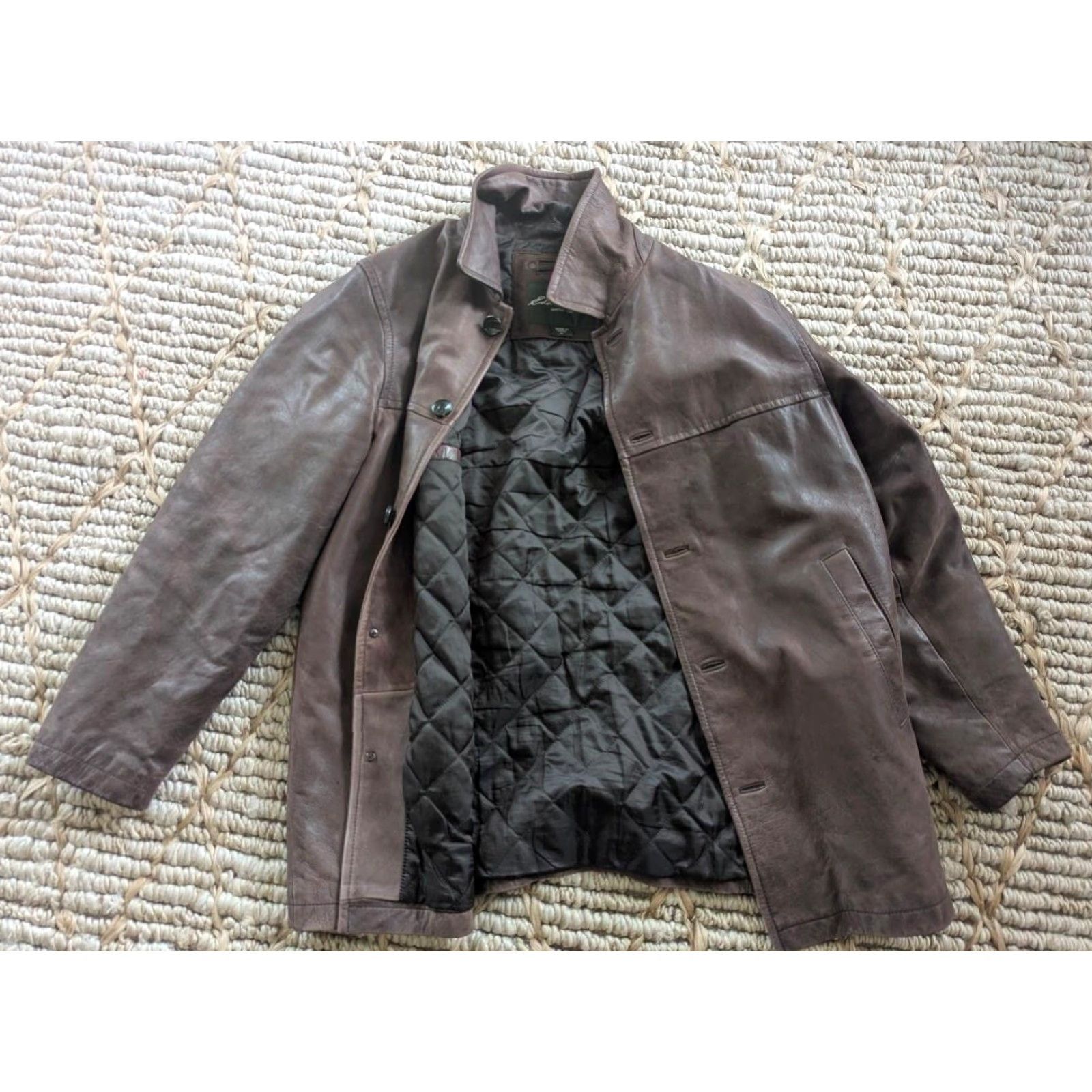 Eddie Bauer VINTAGE Eddie Bauer COAT XL brown leather COWHIDE jacket mens overcoat Patina distressed Patina leather Size US XL / EU 56 / 4 - 3 Thumbnail