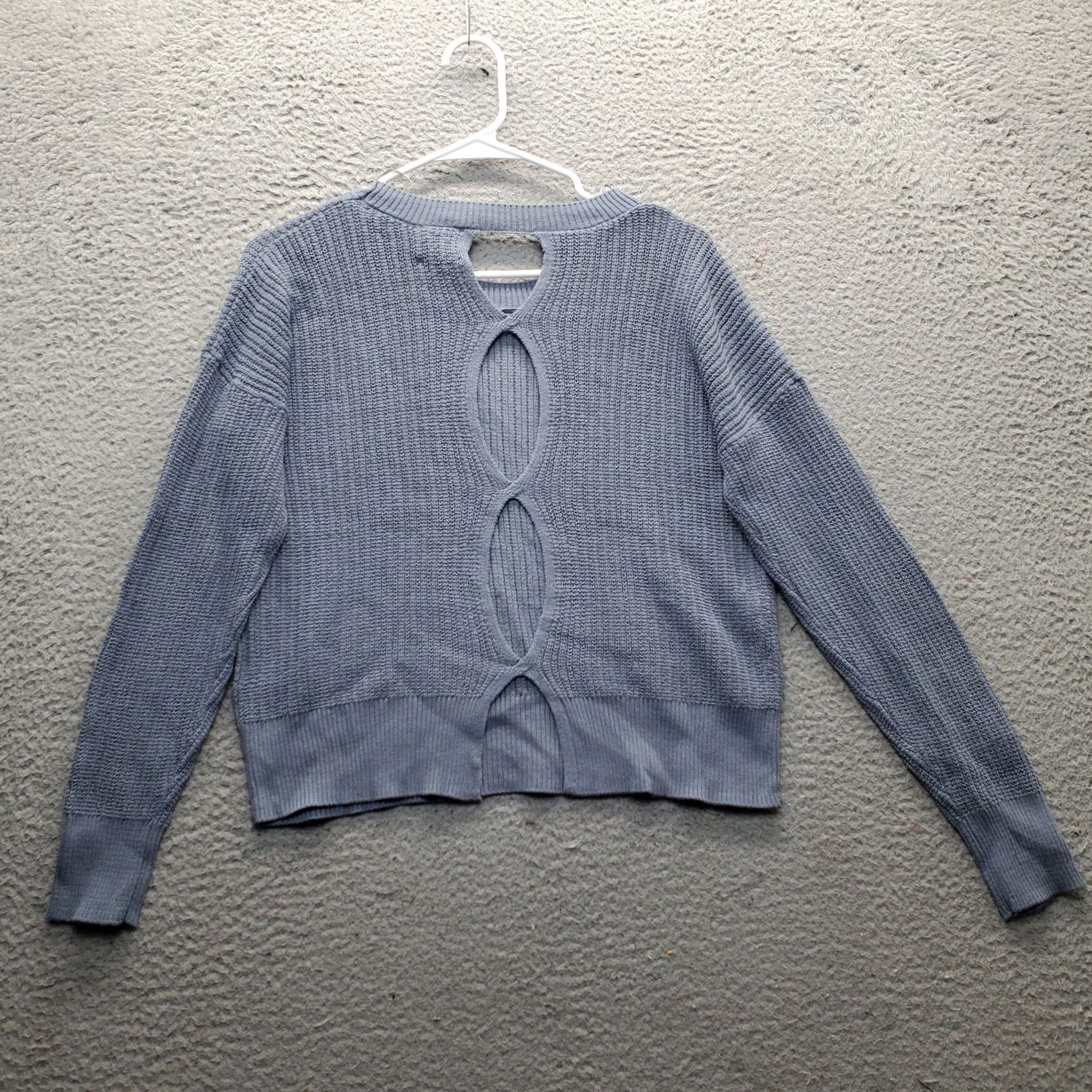 Vintage Hippie Rose Sweater Womens Size S Blue Chunky Knit Crew Neck Pullover Cof Knit 1S23593 Size S / US 4 / IT 40 - 2 Thumbnail