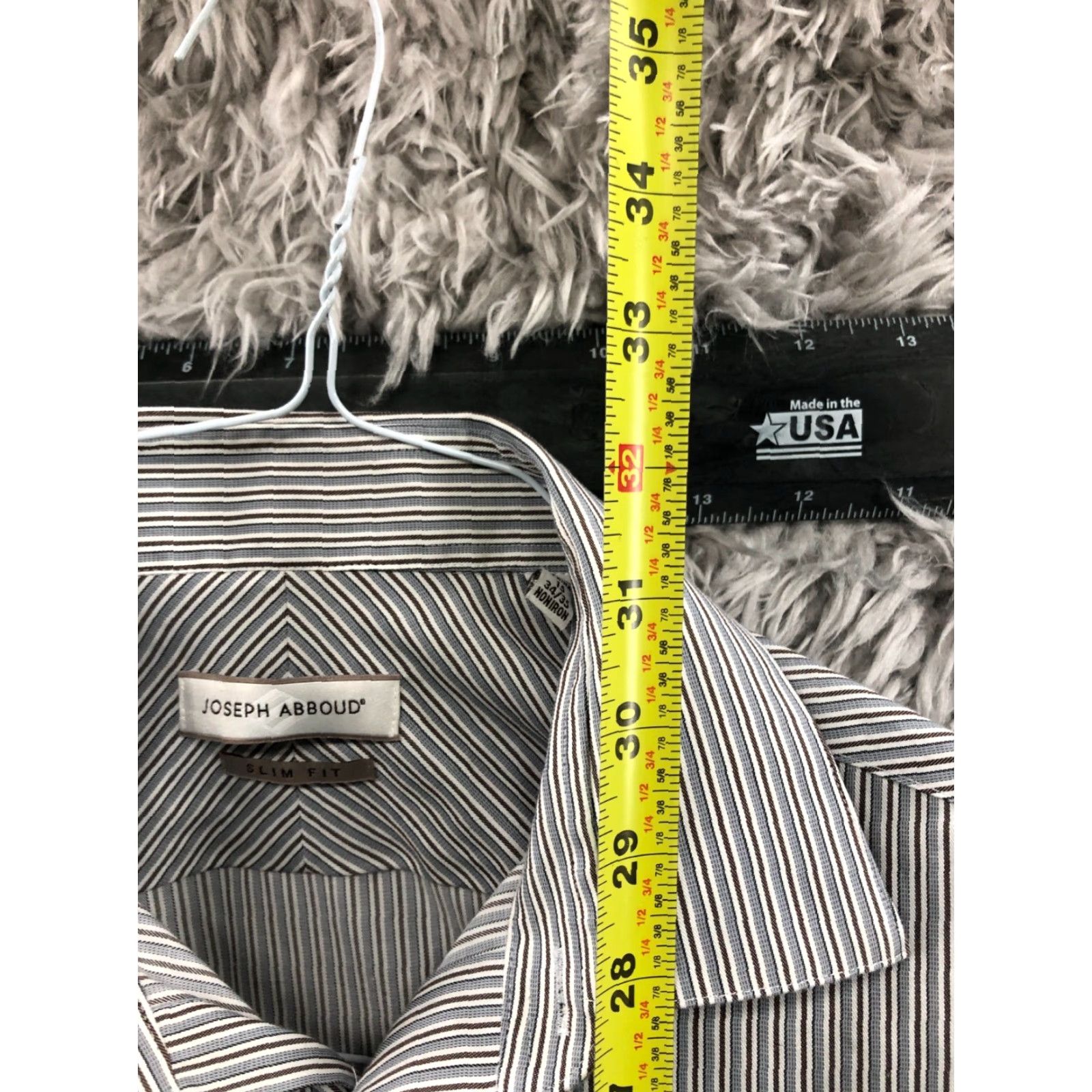 Joseph Abboud Joseph Abboud Slim Fit Shirt Mens Size 15 Long Sleeve Gray Striped Button-Up Shawl Collar? (No, need to stick to original words). Size US M / EU 48-50 / 2 - 5 Thumbnail