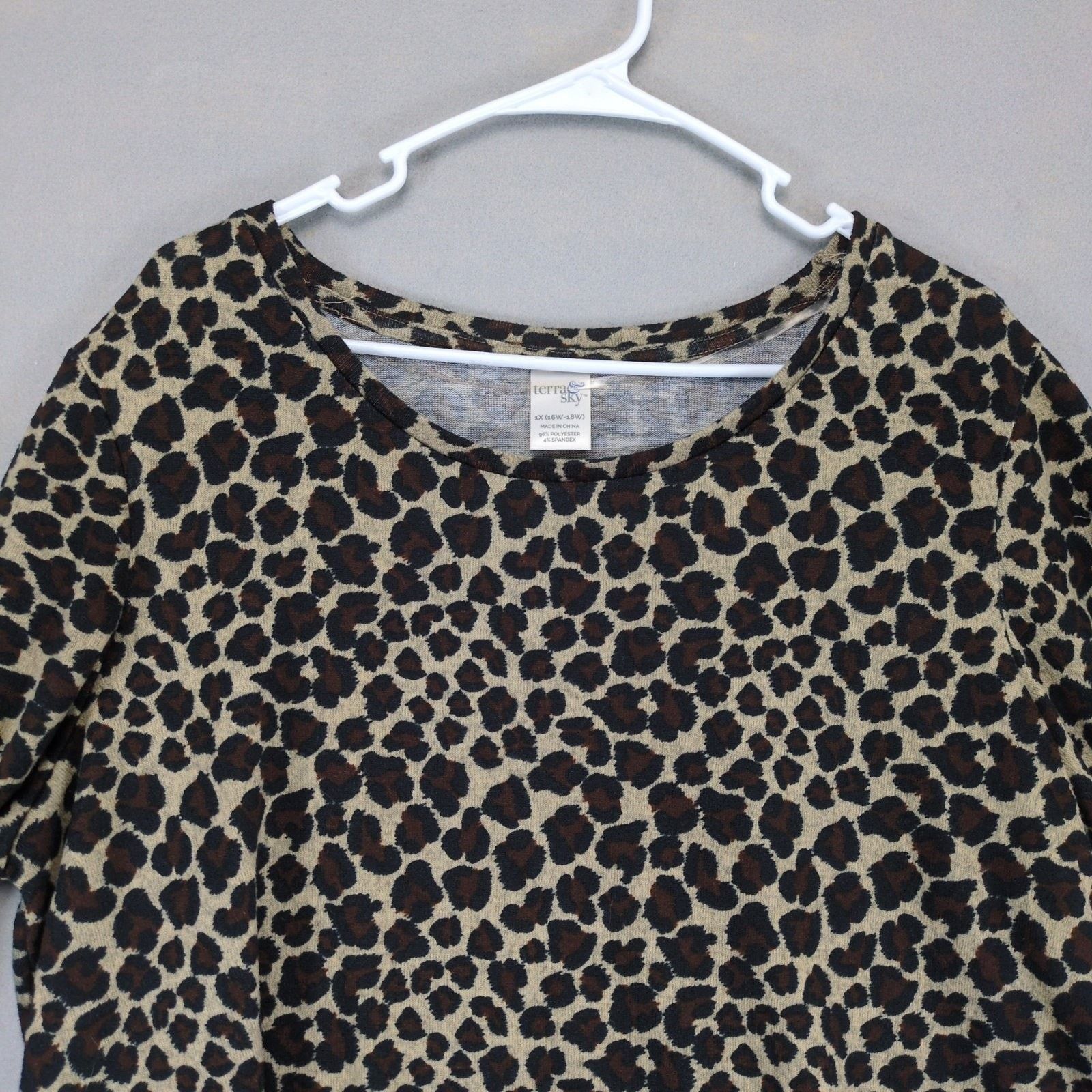 Other Terra & Sky Women's 1X Leopard Print Fleece Tunic Top Size XXL / US 16-18 / IT 52-54 - 4 Thumbnail