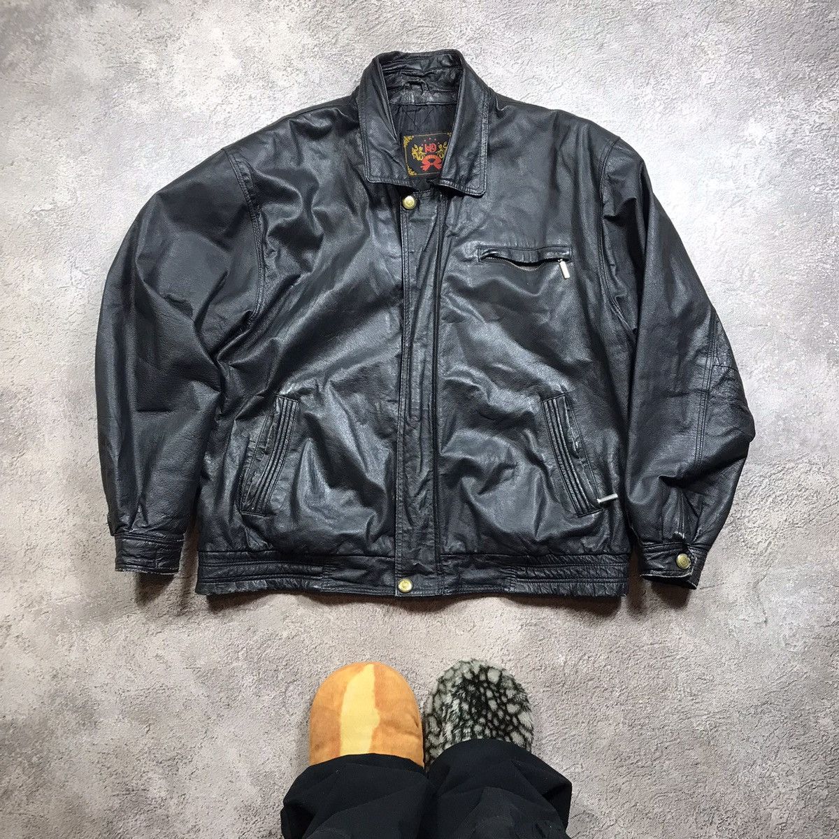 Genuine Leather Vintage 90s Faded Black Bomber Jacket Streetwear Japan L Size US L / EU 52-54 / 3 - 1 Thumbnail