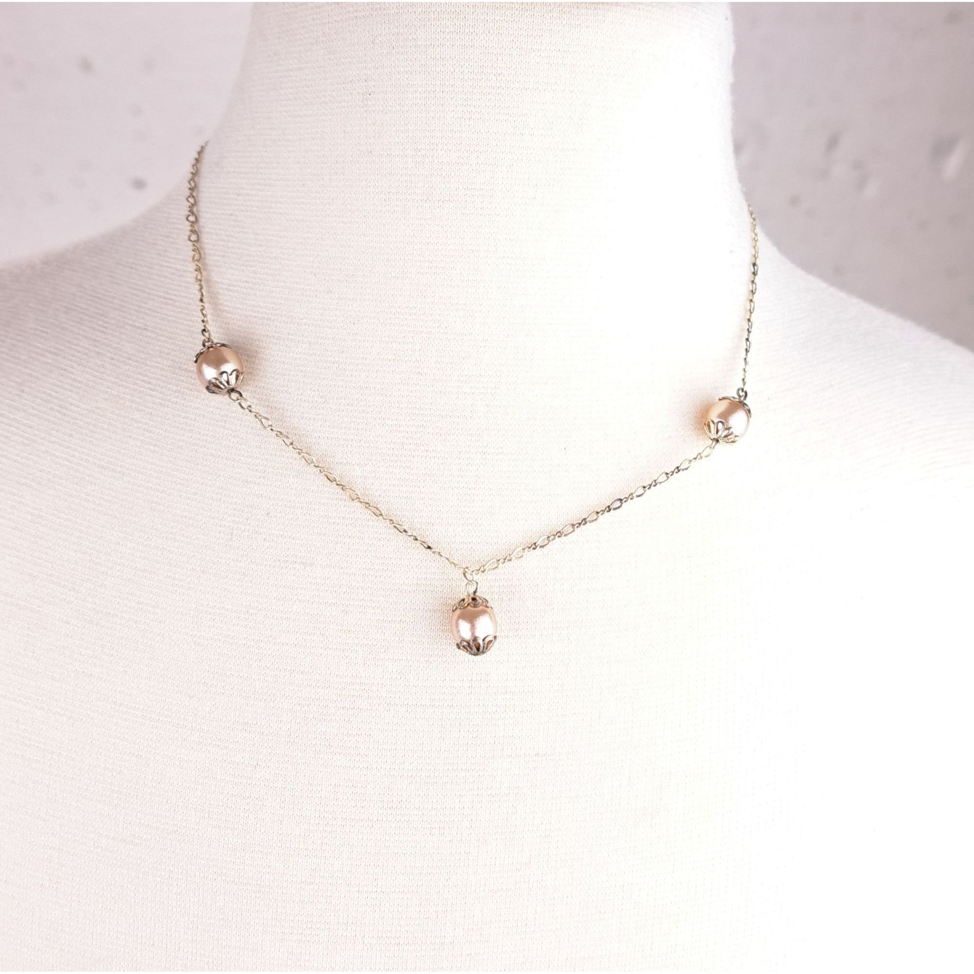 Vintage Vintage Sterling Silver Necklace Faux Pearls 16 Inches Long Size ONE SIZE - 2 Thumbnail