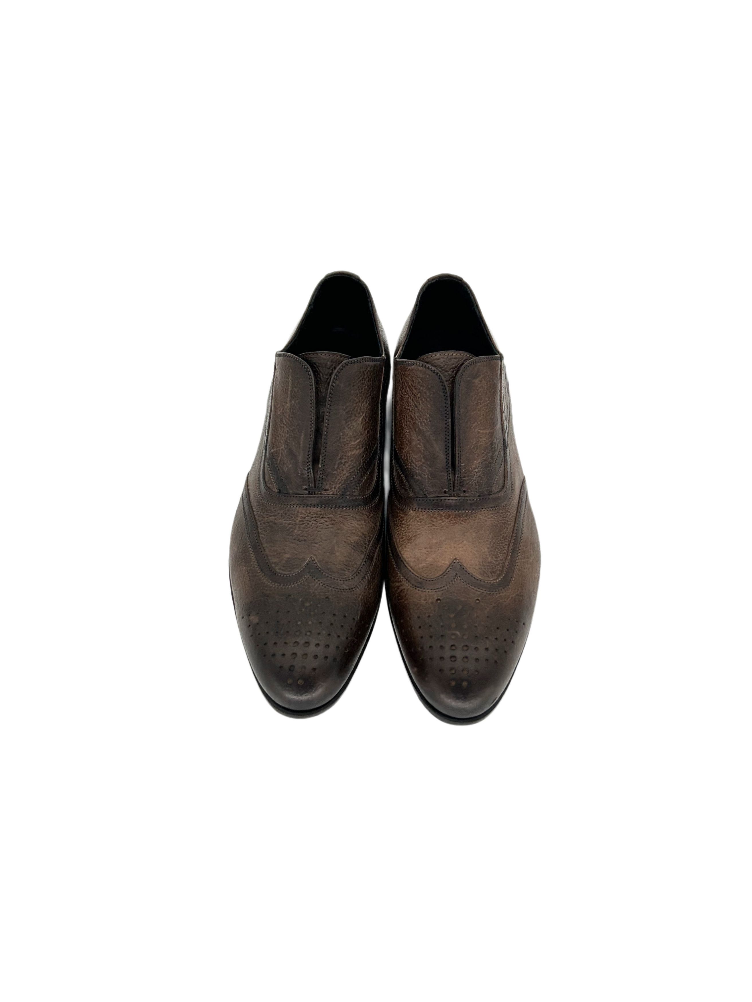Yves Saint Laurent Yves Saint Laurent Burnished Slip On Brogue Shoe Size US 8 / EU 41 - 3 Thumbnail