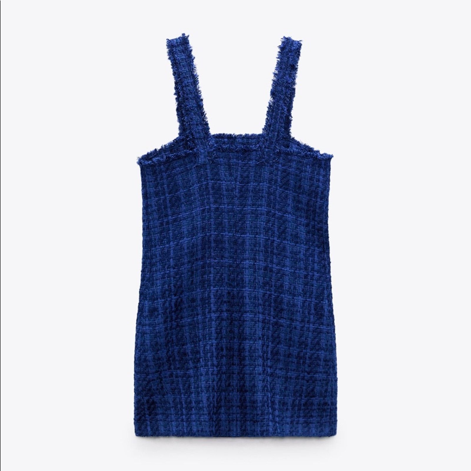 Zara ZARA BLOGGER FAVORITE TEXTURED PINAFORE DRESS BLUE Size XS / US 0-2 / IT 36-38 - 14 Thumbnail