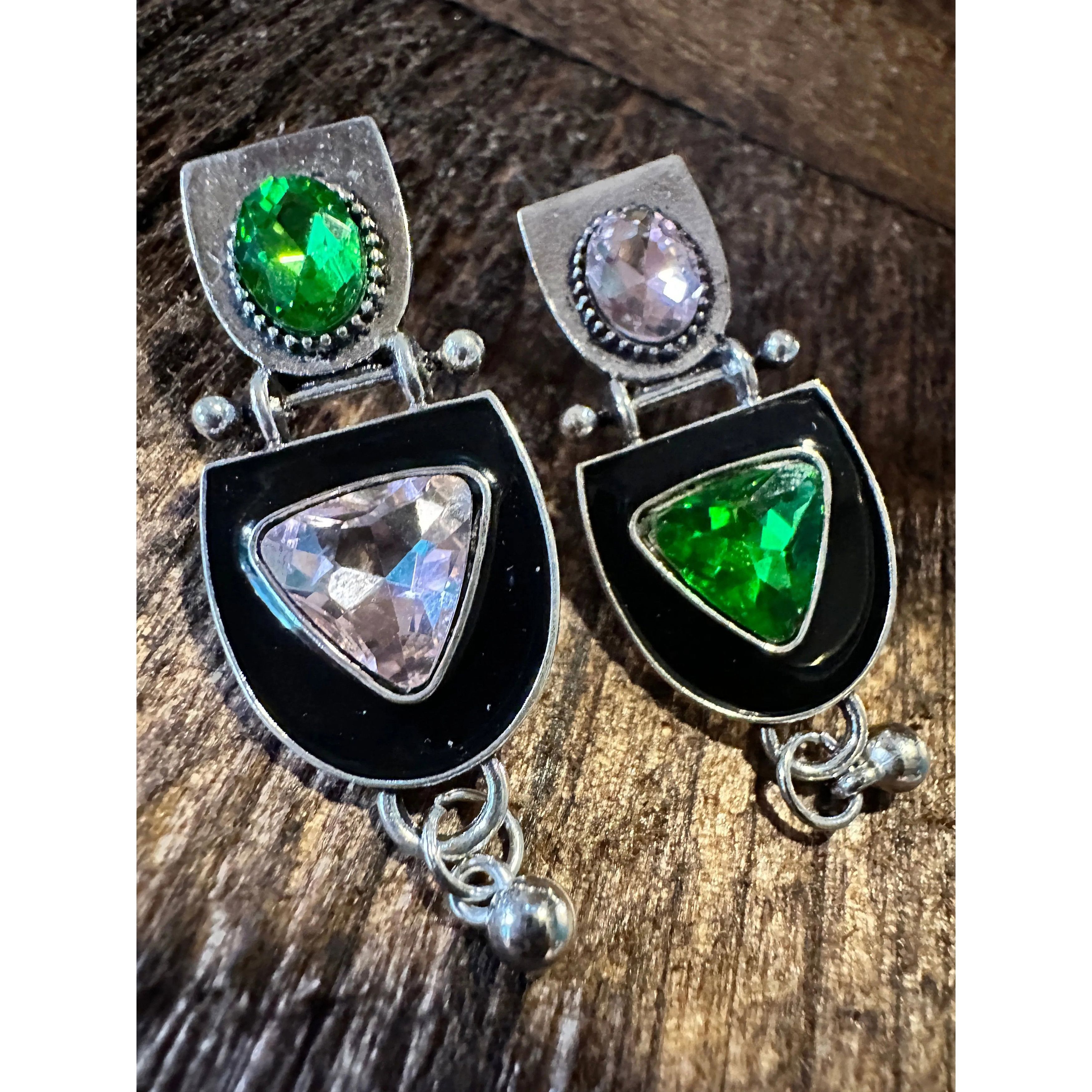Other Boho Hippie Geometric Western Silver Drop Stud Earrings, Gre Size ONE SIZE - 1 Thumbnail