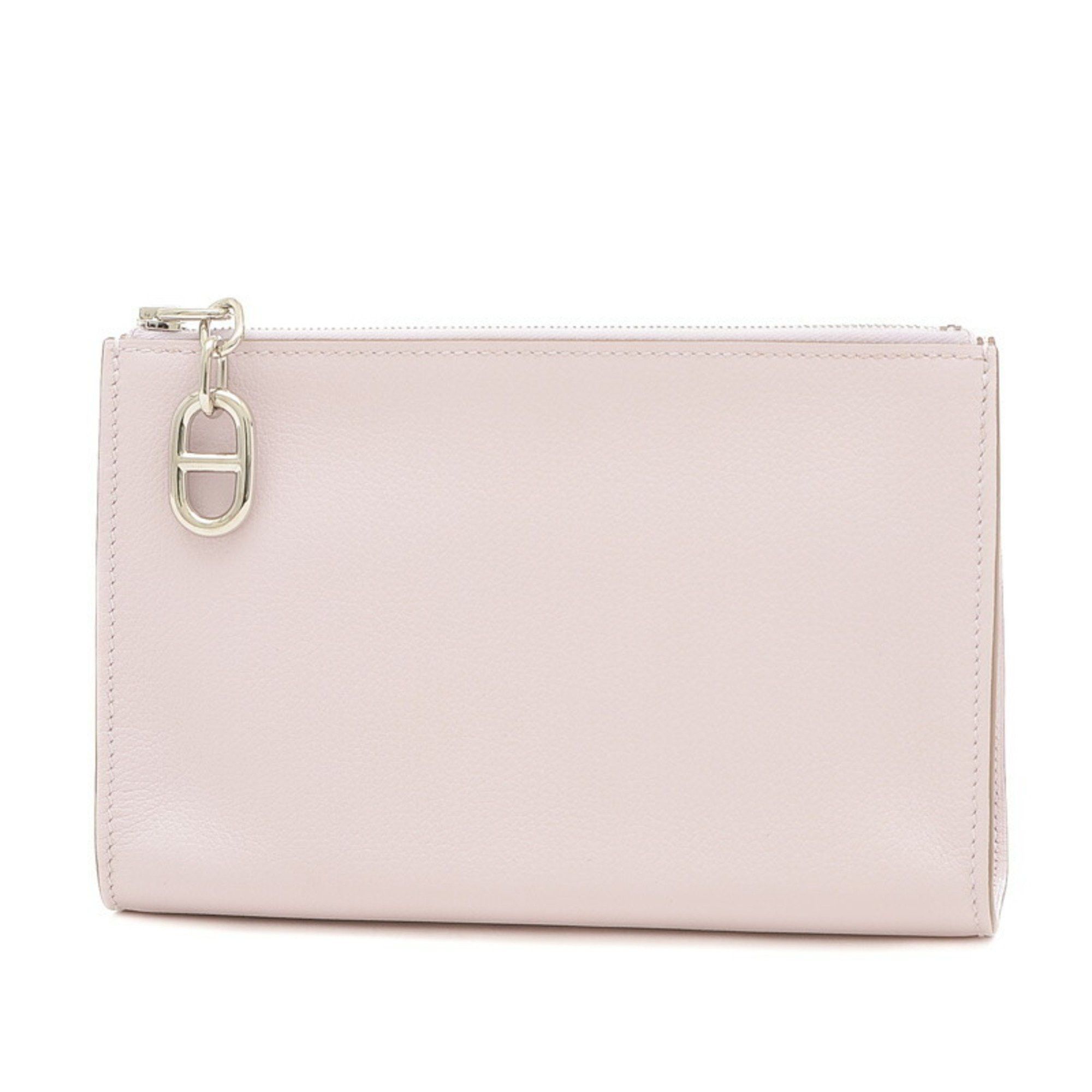 image of Hermes Zip Angor Pm Chaine D'ancre Pouch Evercolor Mauve Pale B Engraved in Pink, Women's