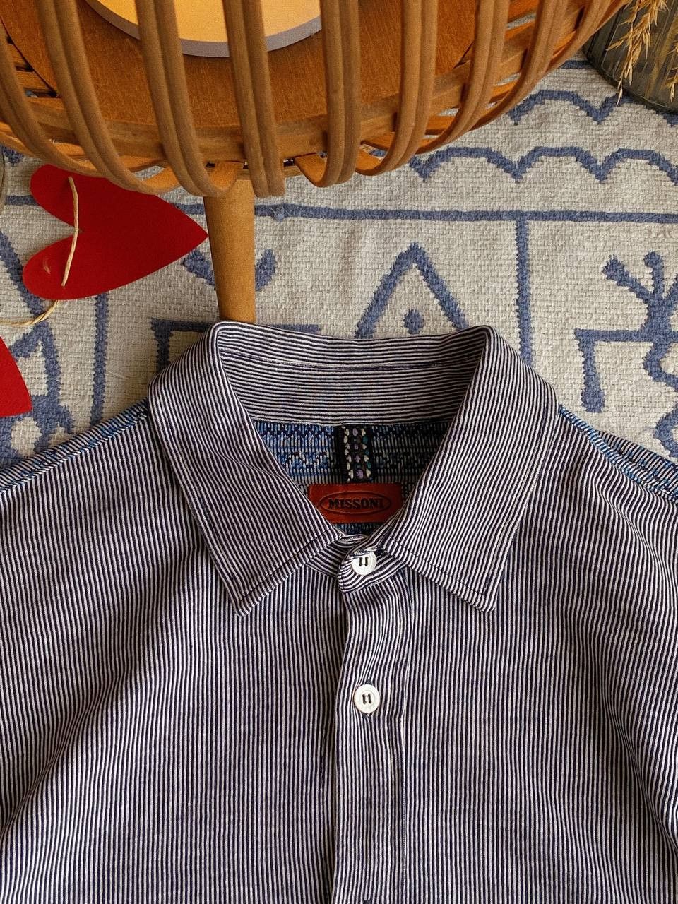 Missoni Missoni Shirt Blue White Stripe Optical Pattern Size US S / EU 44-46 / 1 - 9 Thumbnail