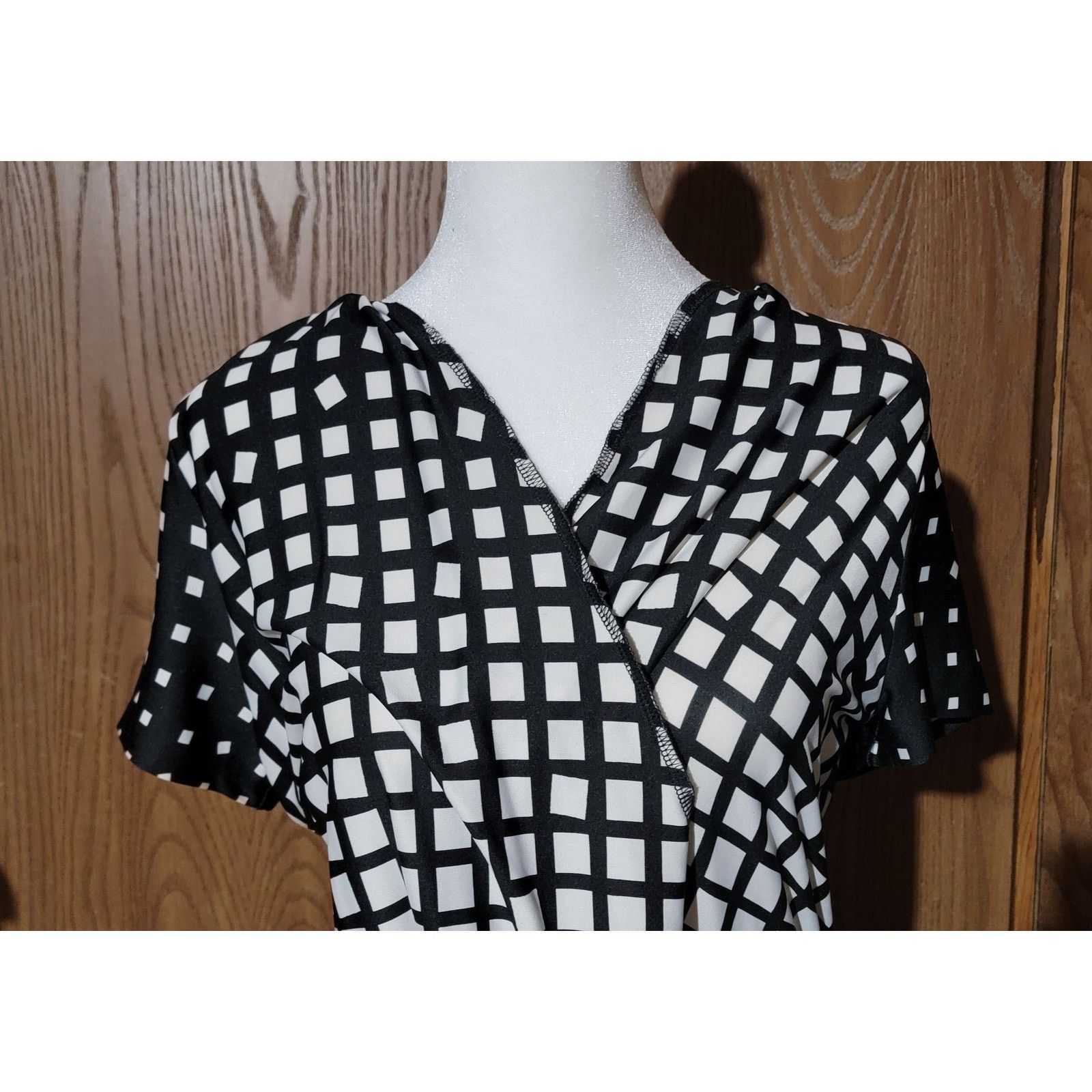The Unbranded Brand Cocomo’ Black n White Checked Wrap Dress - Medium Size M / US 6-8 / IT 42-44 - 2 Thumbnail
