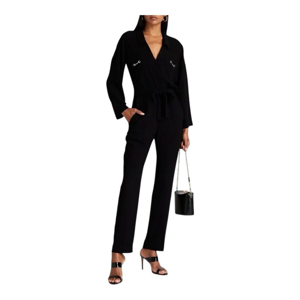 Maje Maje Black Horsebit Detail Jumpsuit NWT Size 34/2/XS Belted Size 26" / US 2 / IT 38 - 1 Thumbnail