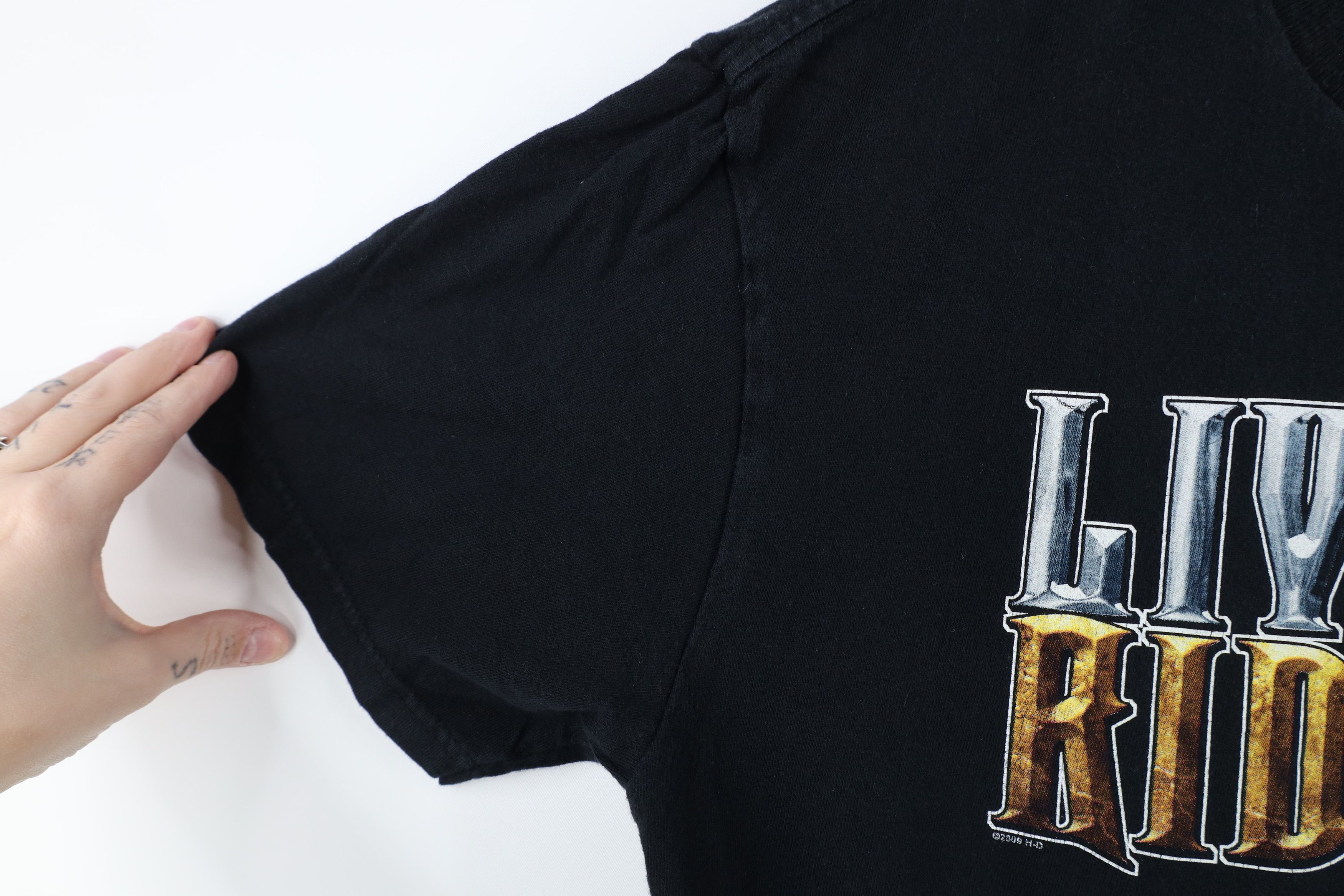 Harley Davidson × Vintage Vintage Y2K Harley Davidson Spell Out Boston T-Shirt Black Size US L / EU 52-54 / 3 - 5 Thumbnail