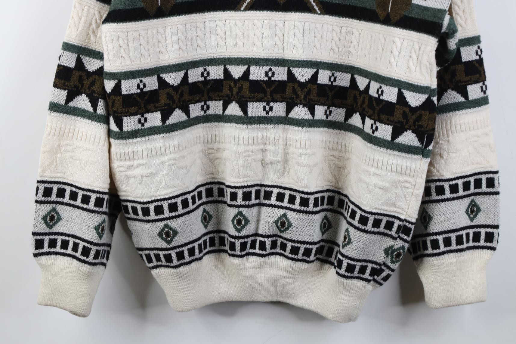 Vintage Vintage 90s Coogi Style Geometric Knit Mock Neck Sweater Size M / US 6-8 / IT 42-44 - 3 Thumbnail
