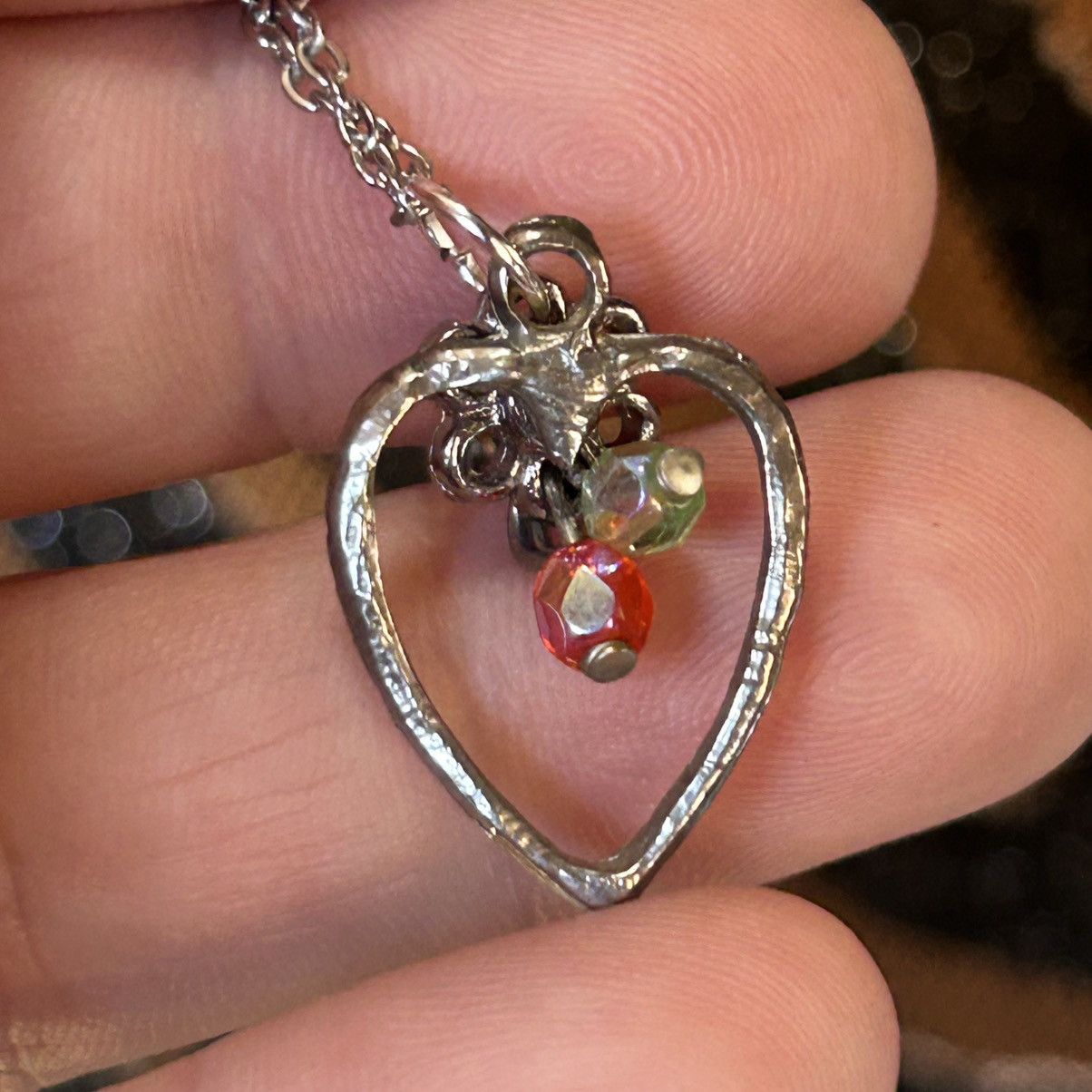 Handmade Handcrafted textured heart pendant on chain necklace Size ONE SIZE - 6 Thumbnail