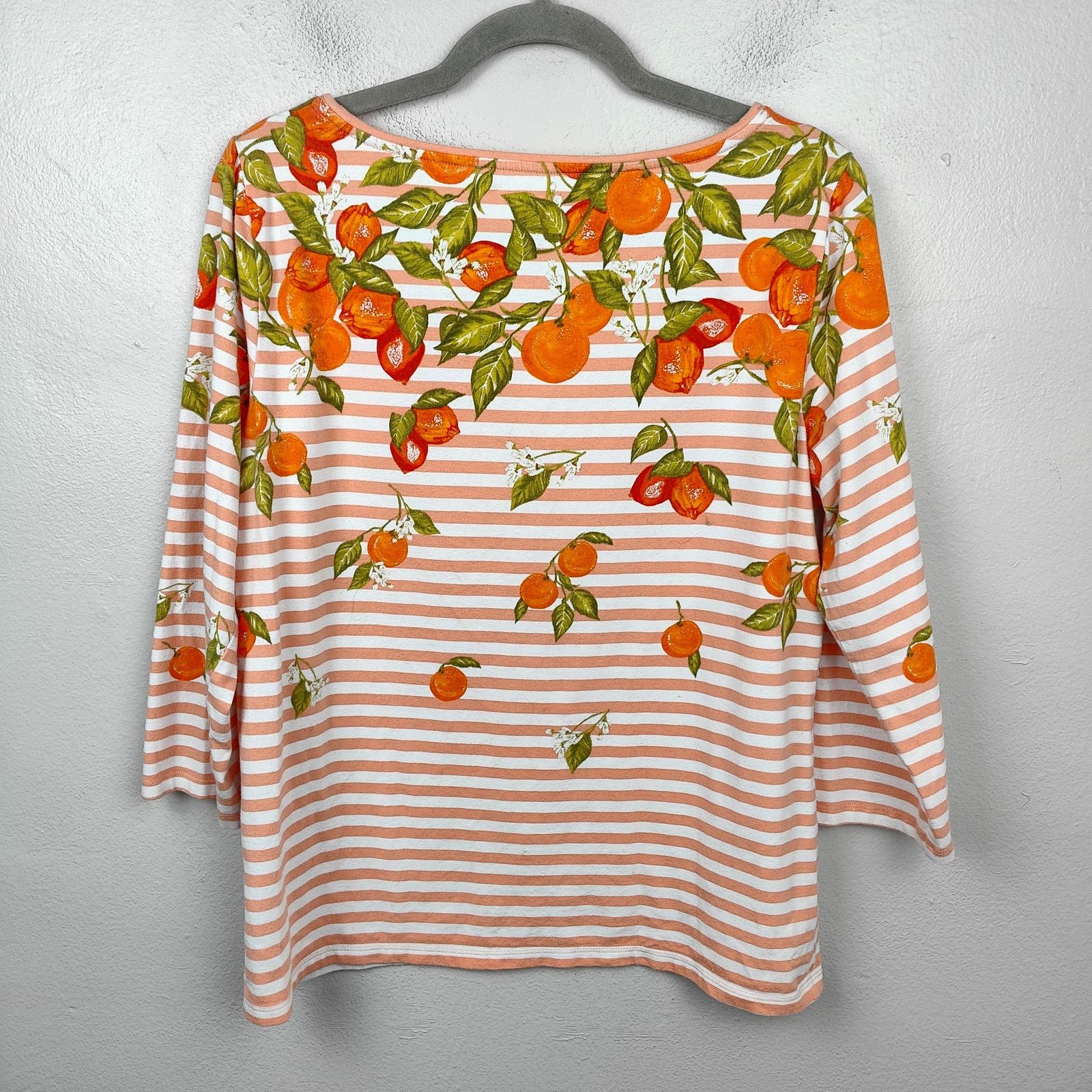 Other Talbots Tee Womens Large Orange Stripe Print 3/4 Sleeve Pima Size M / US 6-8 / IT 42-44 - 4 Thumbnail