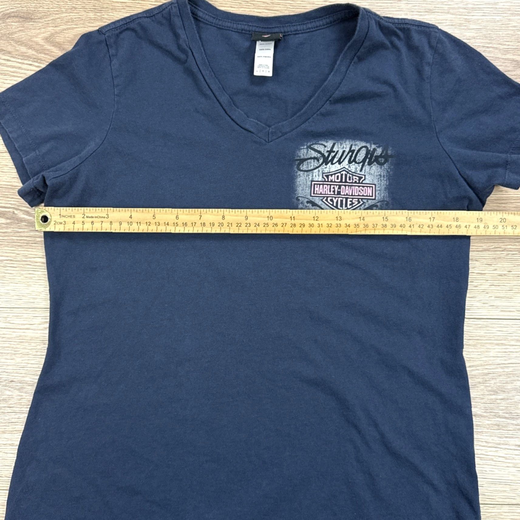 Harley Davidson VINTAGE Harley-Davidson V-Neck T-Shirt Women’s 2022 Sturgis Navy Large Women Shirt Short Sleeve Size L / US 10 / IT 46 - 6 Thumbnail